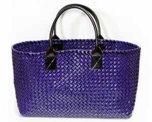 BOTTEGA VENETA CABAT 259/500 Large Purple Intrecciato Patent Leather Tote Bag