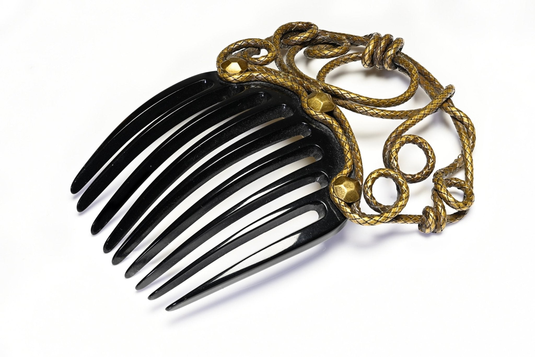 Bottega Veneta Metal Twist Quilted Rope Hair Comb