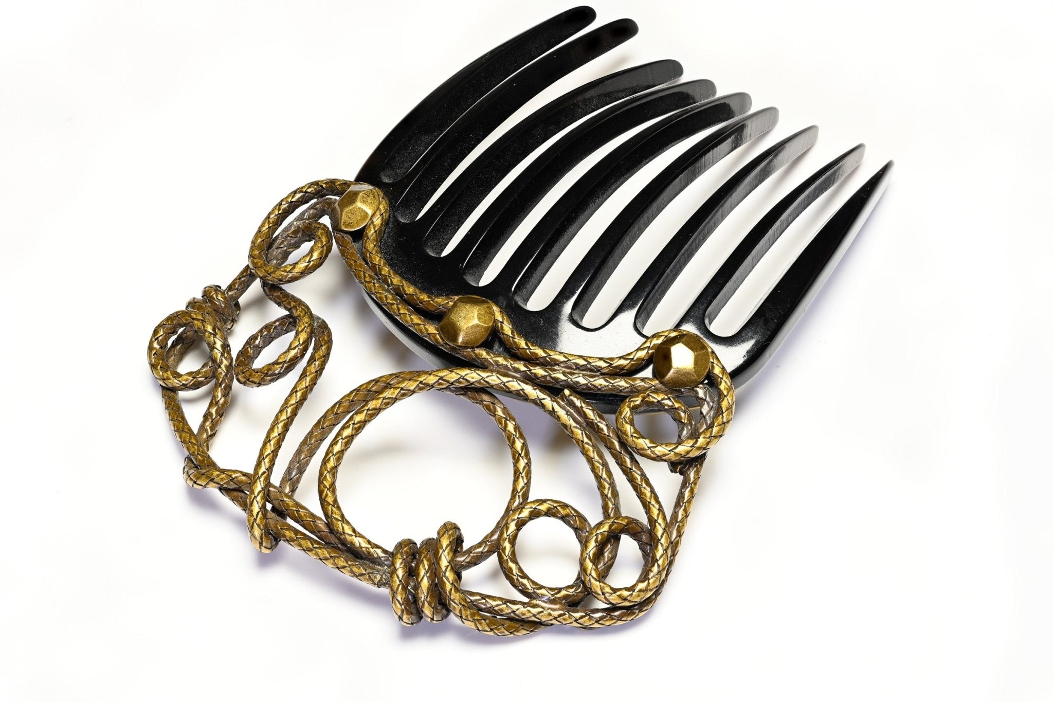Bottega Veneta Metal Twist Quilted Rope Hair Comb - DSF Antique Jewelry