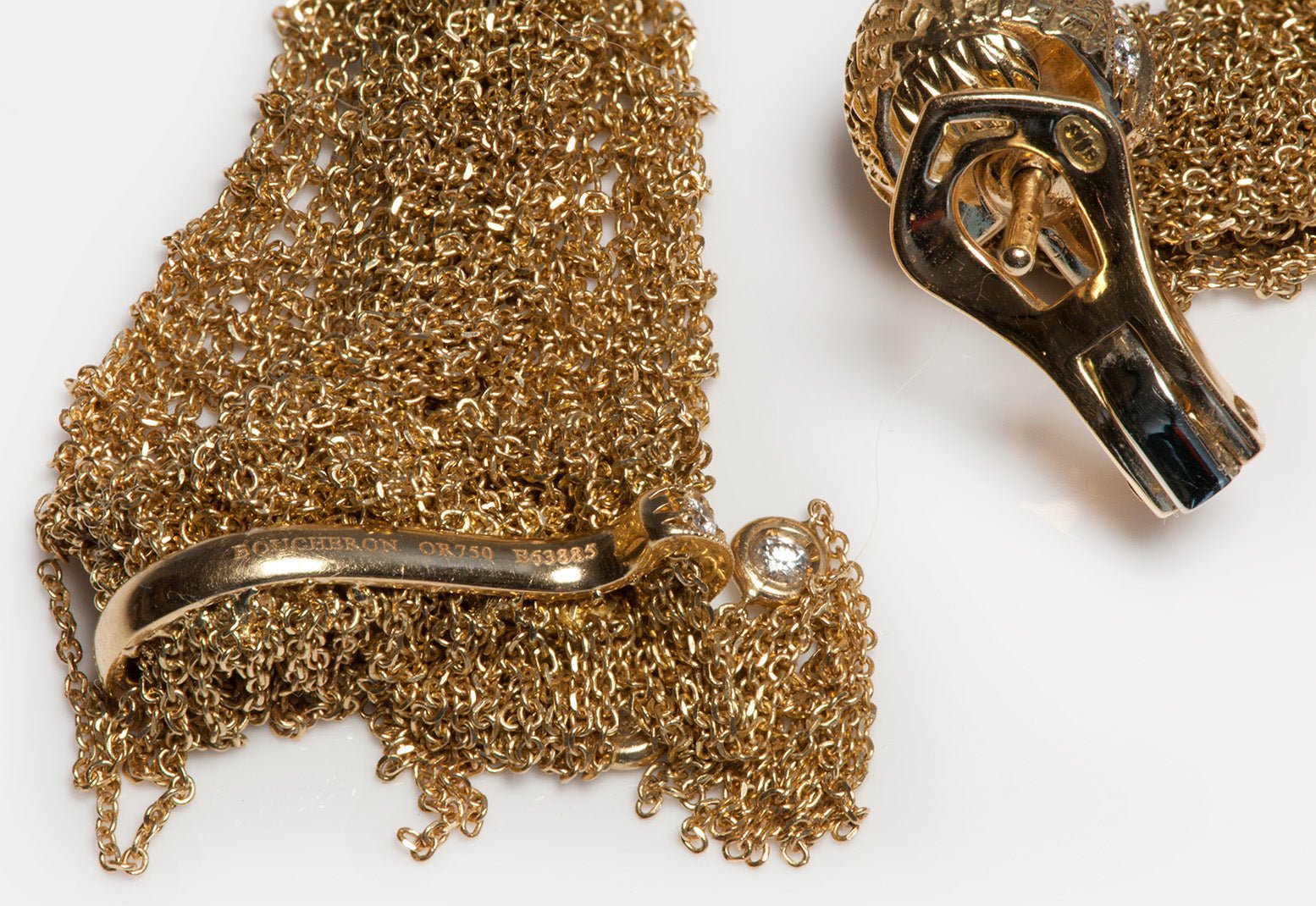 Boucheron 18K Gold Diamond Mesh Tassel 'Delilah' Earrings