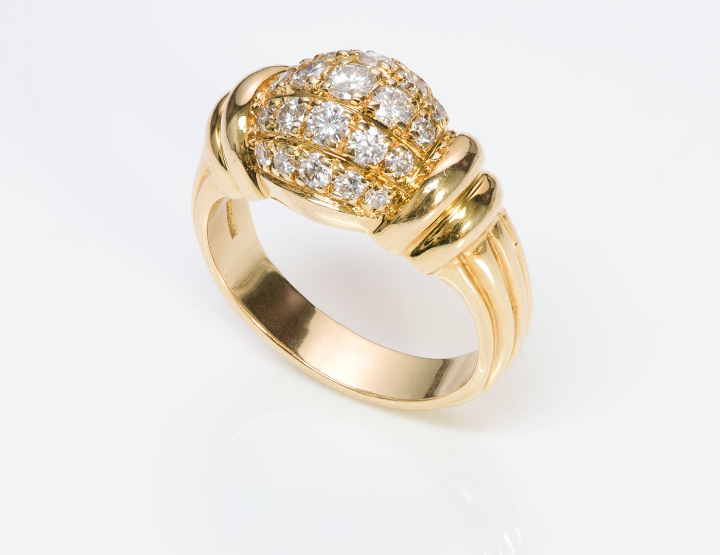 Boucheron 18K Yellow Gold Diamond Dome Ring - DSF Antique Jewelry