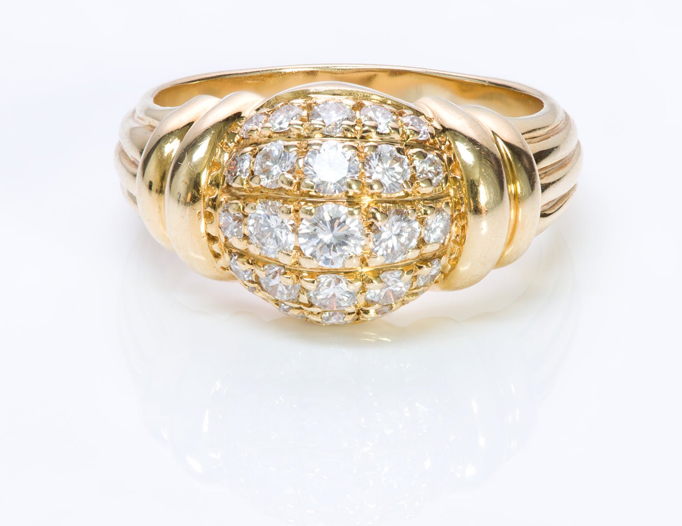 Boucheron 18K Yellow Gold Diamond Dome Ring