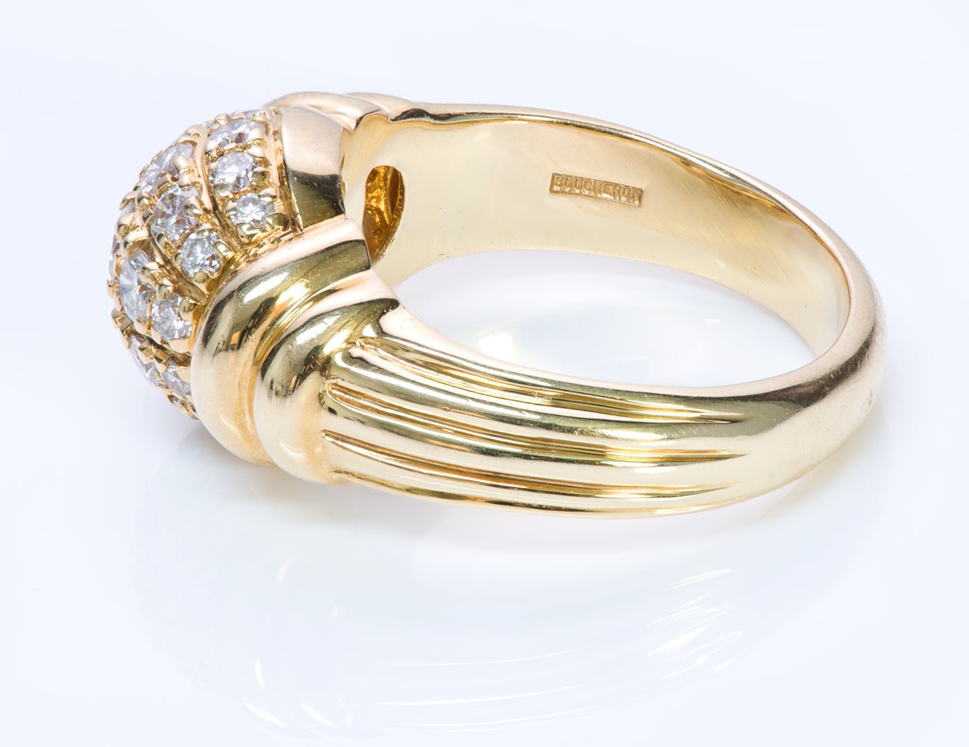 Boucheron 18K Yellow Gold Diamond Dome Ring