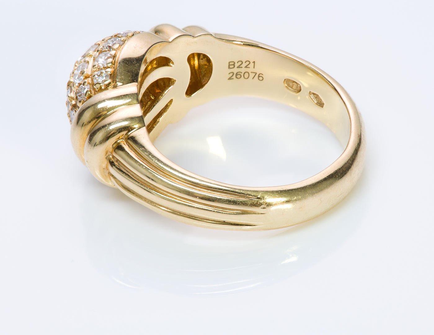 Boucheron 18K Yellow Gold Diamond Dome Ring - DSF Antique Jewelry
