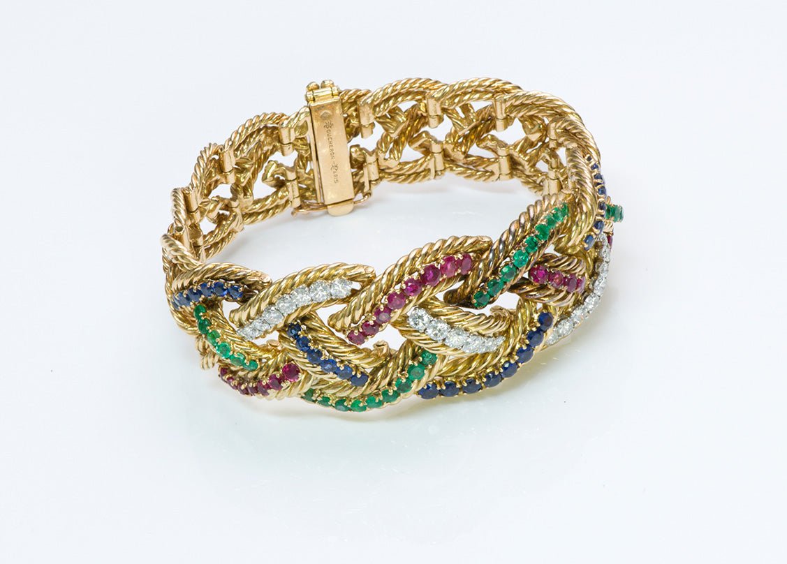 Boucheron Emerald Ruby Sapphire Diamond Gold Bracelet