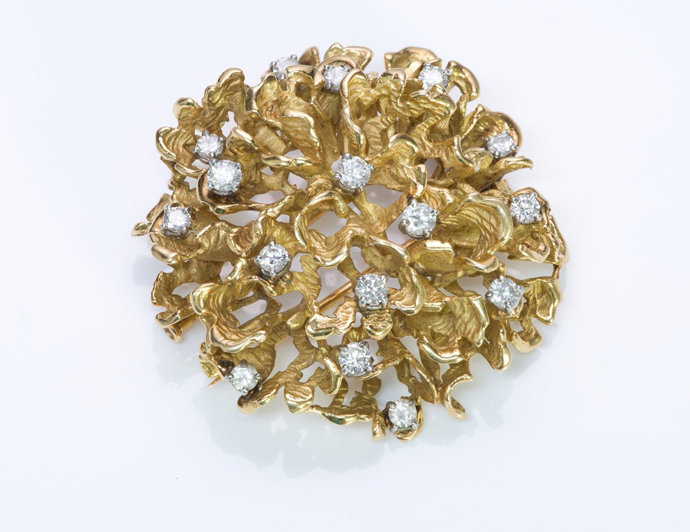 Boucheron Paris 18K Gold Diamond Brooch - DSF Antique Jewelry
