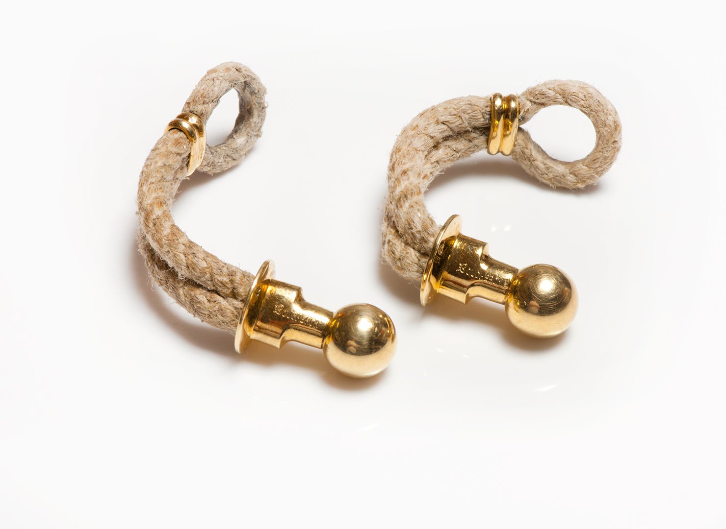 Boucheron Paris 18K Gold Rope Cord Cufflinks - DSF Antique Jewelry