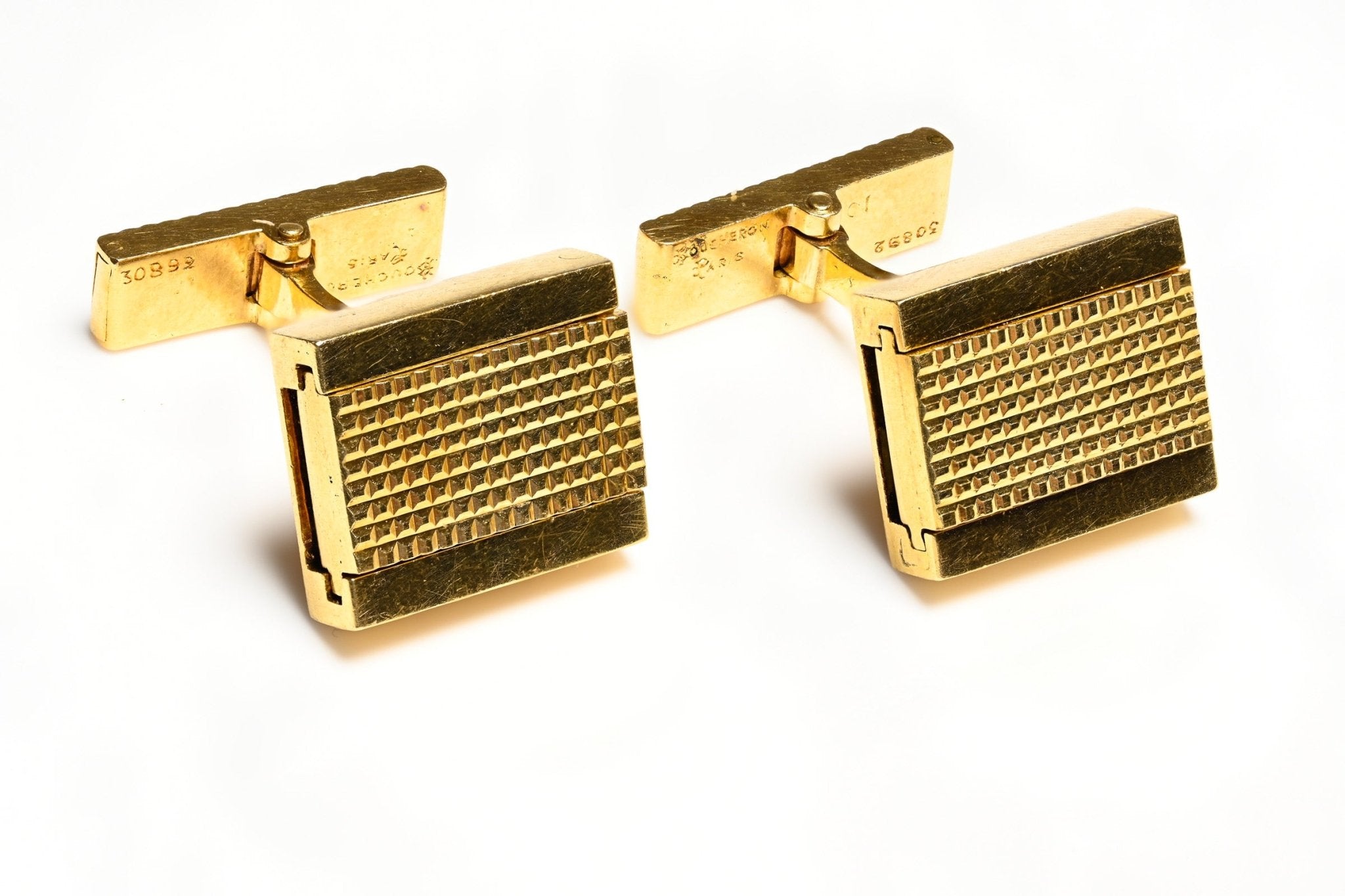 Boucheron Paris 18K Gold Sapphire Reversible Cufflinks