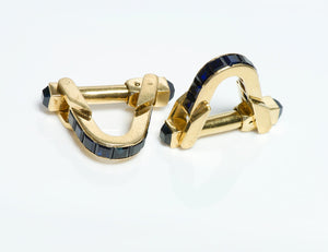 Boucheron Paris 18K Gold Sapphire Stirrup Cufflinks