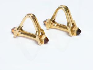 Boucheron Paris 18K Yellow Gold Topaz Stirrup Cufflinks