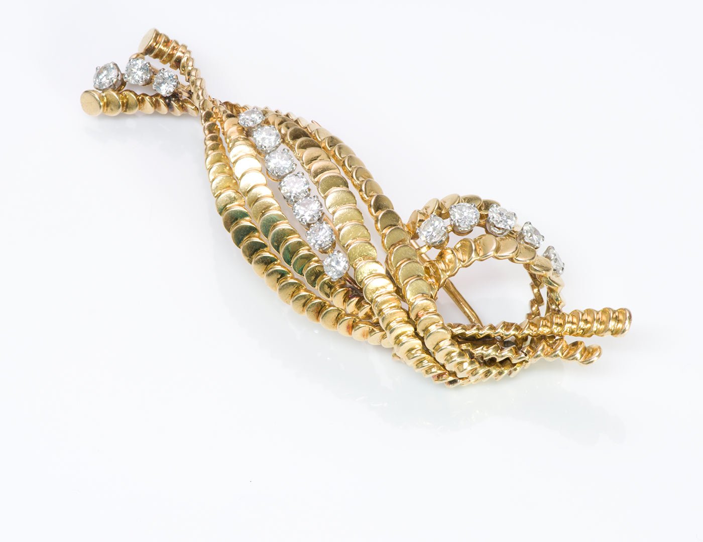 Boucheron Paris Diamond 18K Gold Brooch Pin - DSF Antique Jewelry