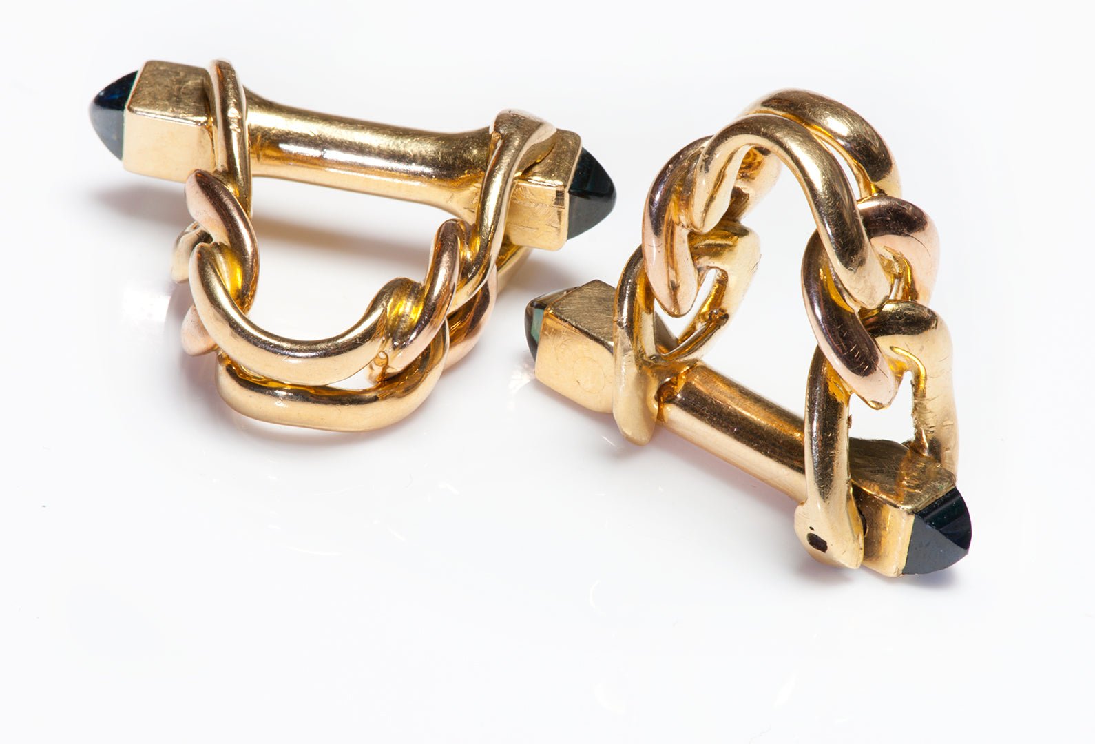 Boucheron Sapphire 18K Gold Link Cufflinks - DSF Antique Jewelry