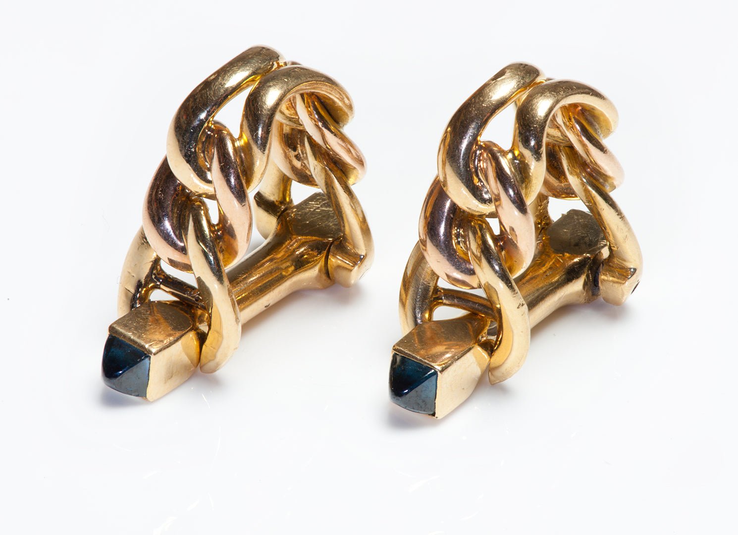 Boucheron Sapphire 18K Gold Link Cufflinks - DSF Antique Jewelry