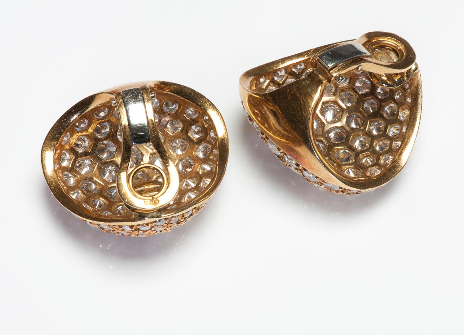 Brilliant Cut Pave Diamond 18K Gold Earrings
