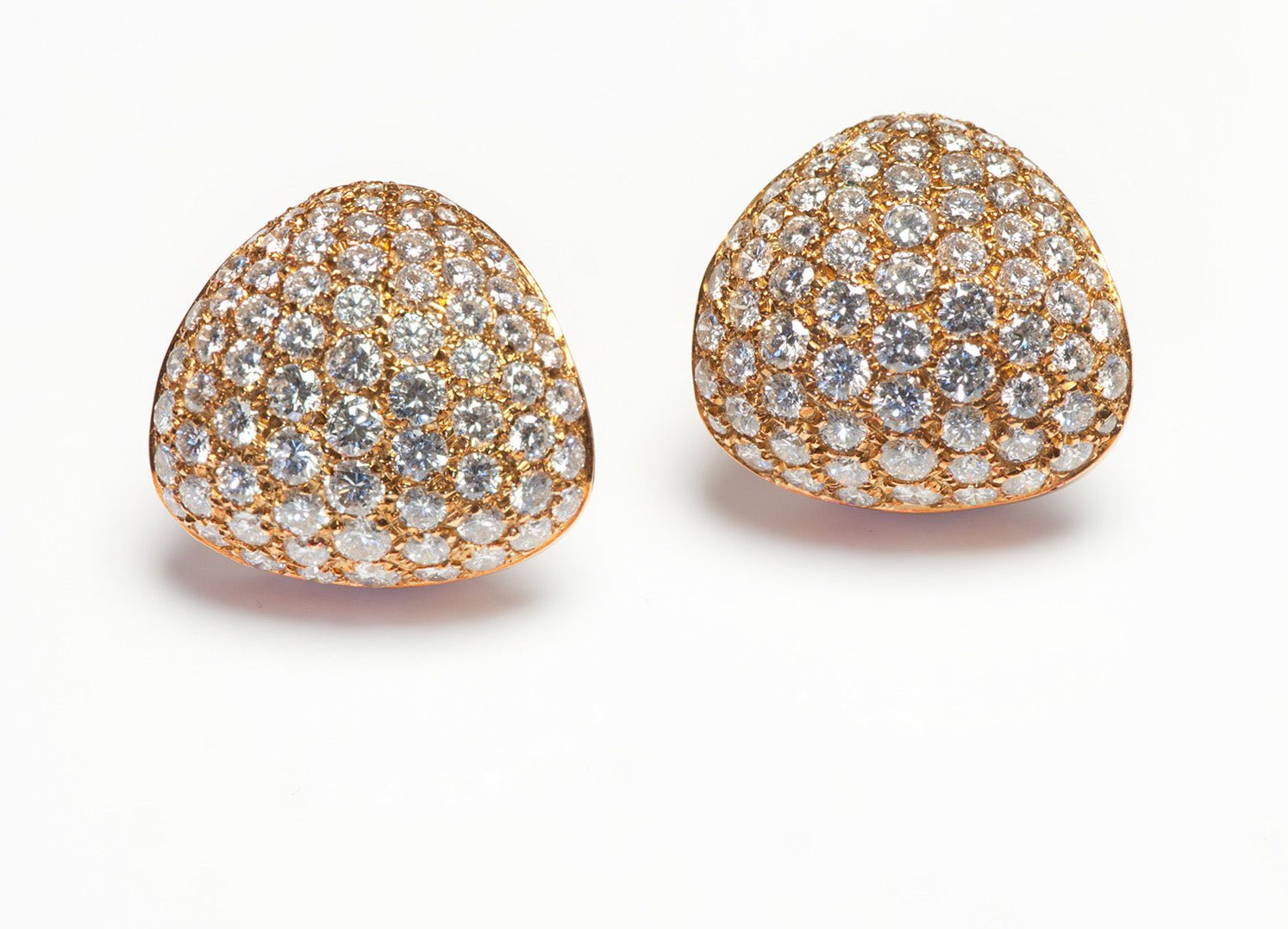 Brilliant Cut Pave Diamond 18K Gold Earrings