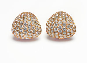 Brilliant Cut Pave Diamond 18K Gold Earrings