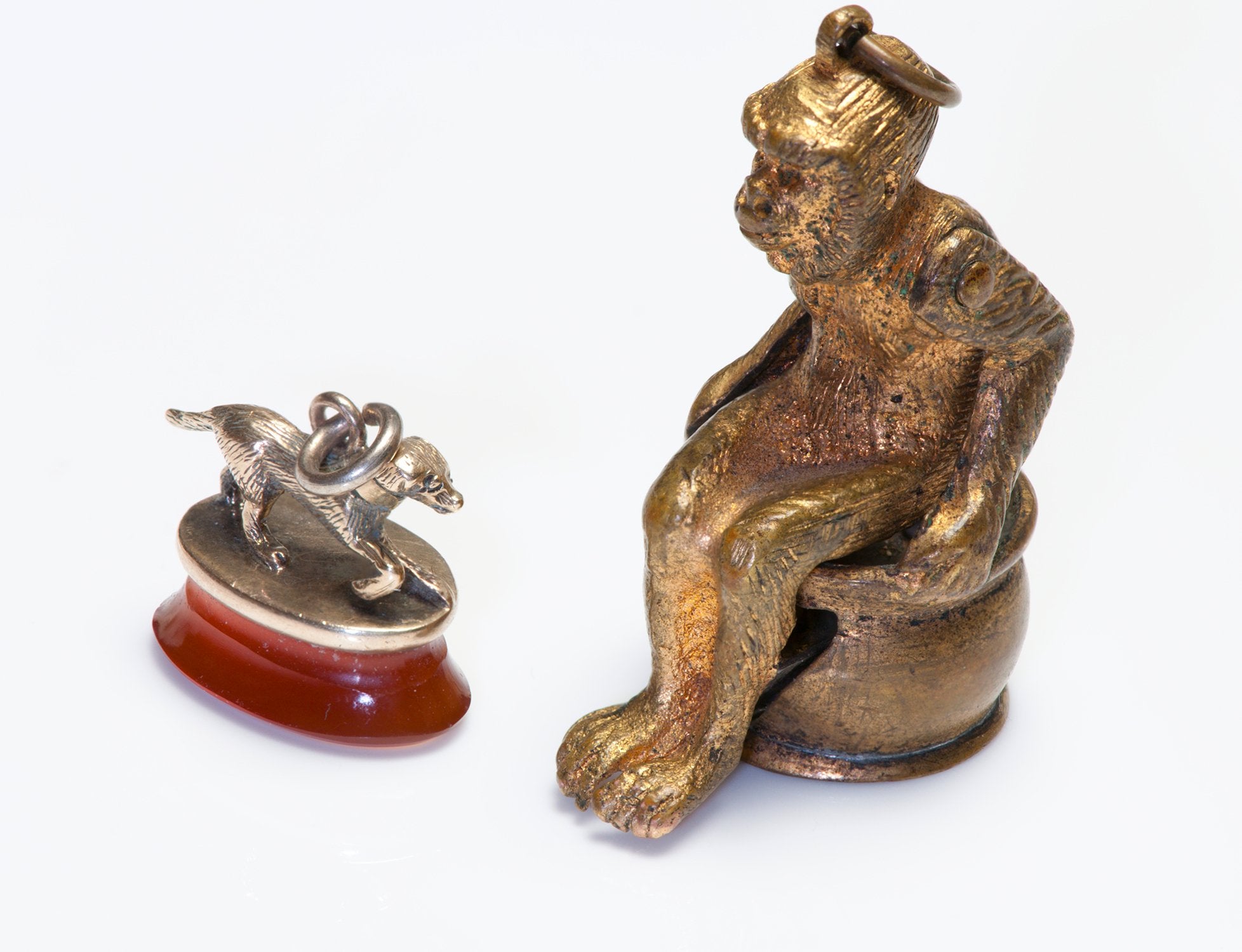Bronze Monkey and Dog Fob