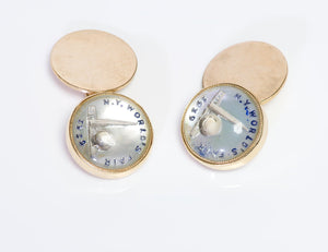 Brooks Brothers 1939 New York World's Fair Gold Reverse Crystal Cufflinks
