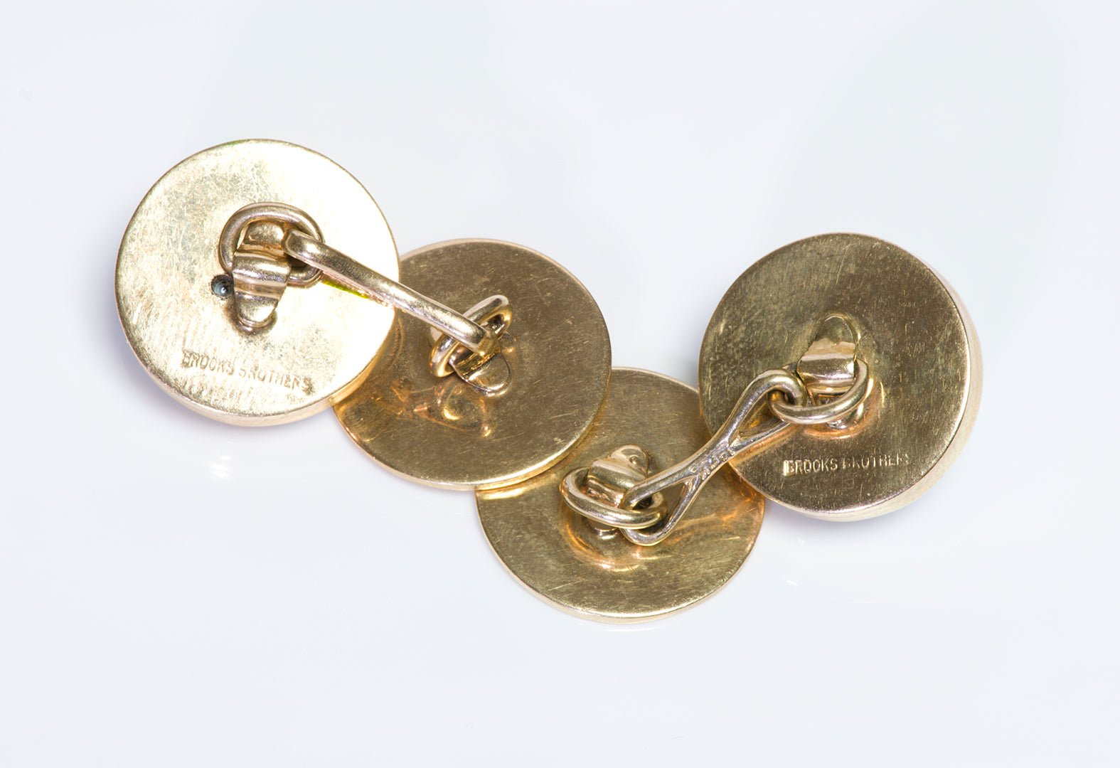 Brooks Brothers 1939 New York World's Fair Gold Reverse Crystal Cufflinks - DSF Antique Jewelry
