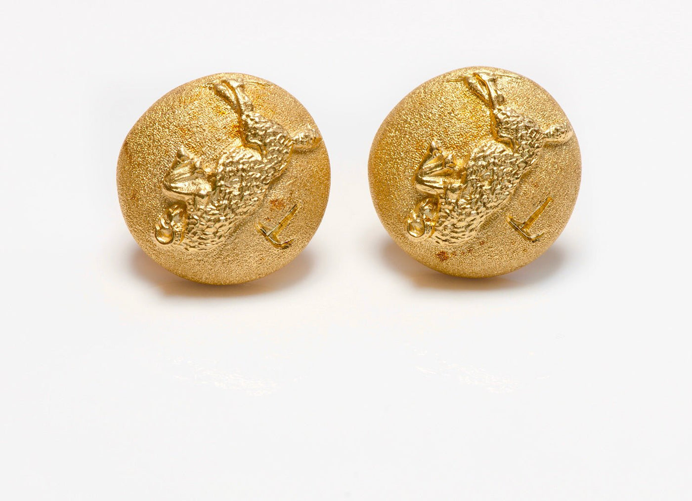 Boutons De Manchette Vintage Aries (Bélier) - Couleur Or - Occasion, Non Marqués - Idée Cadeau Homme