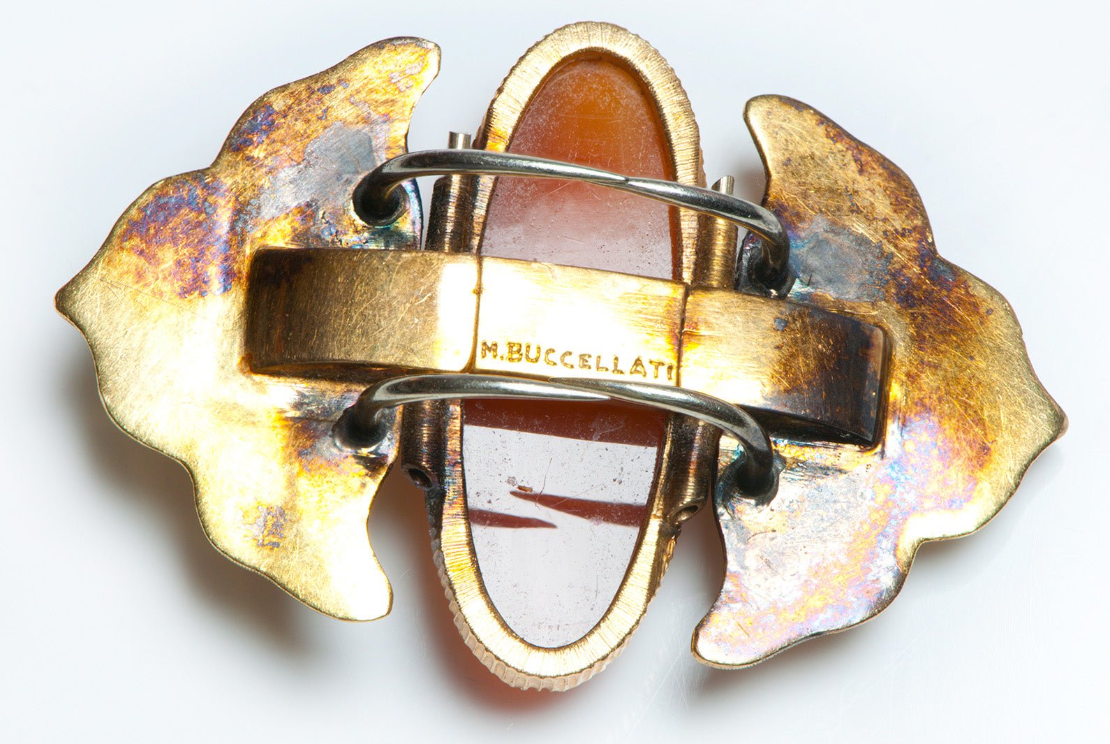Buccellati 18K Gold Carnelian Clip Brooch