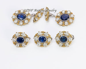 Buccellati 18K Gold Sapphire Diamond Cufflink & Stud Set
