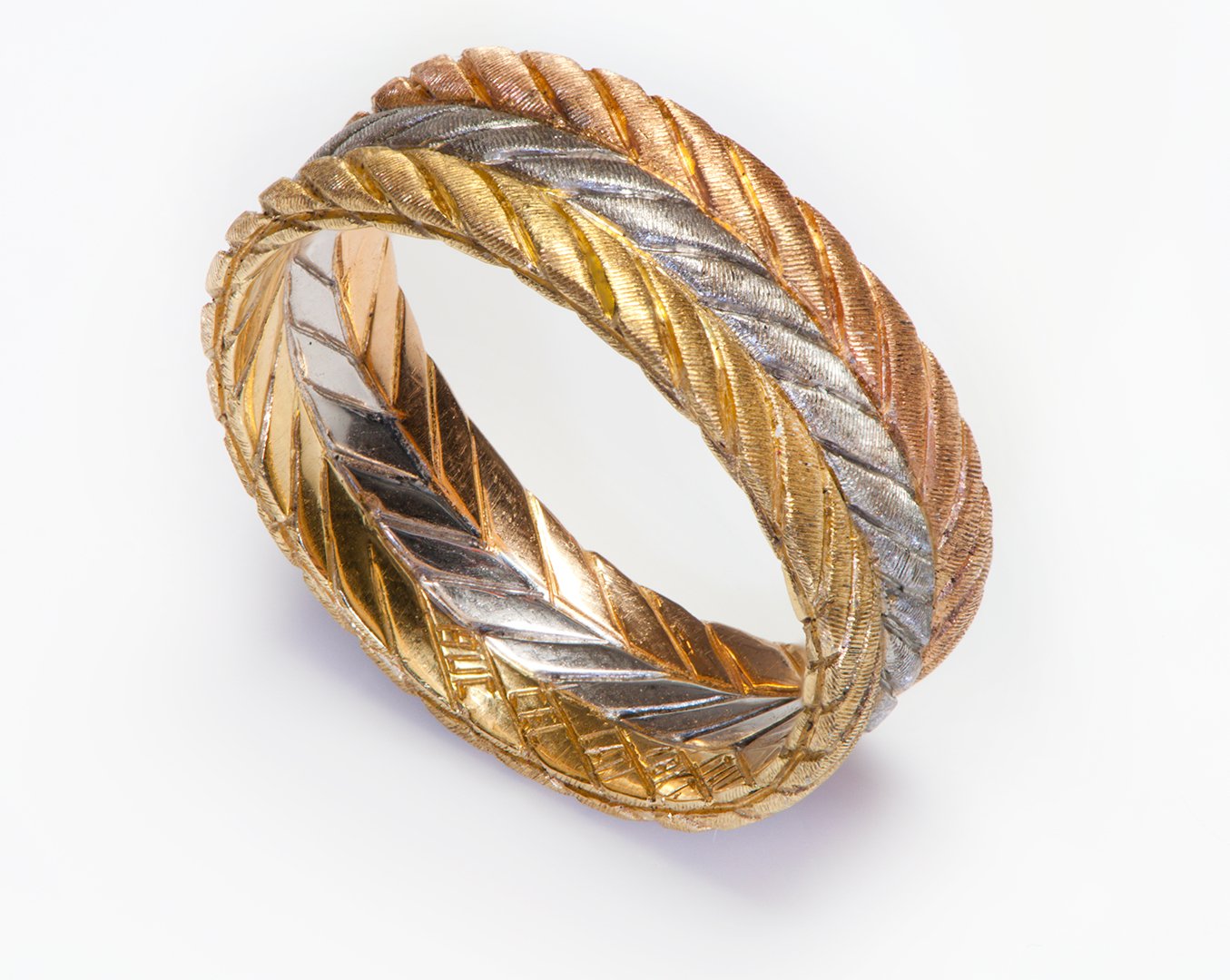 Buccellati 18K Tri-Color Gold Braided Eternity Band Ring
