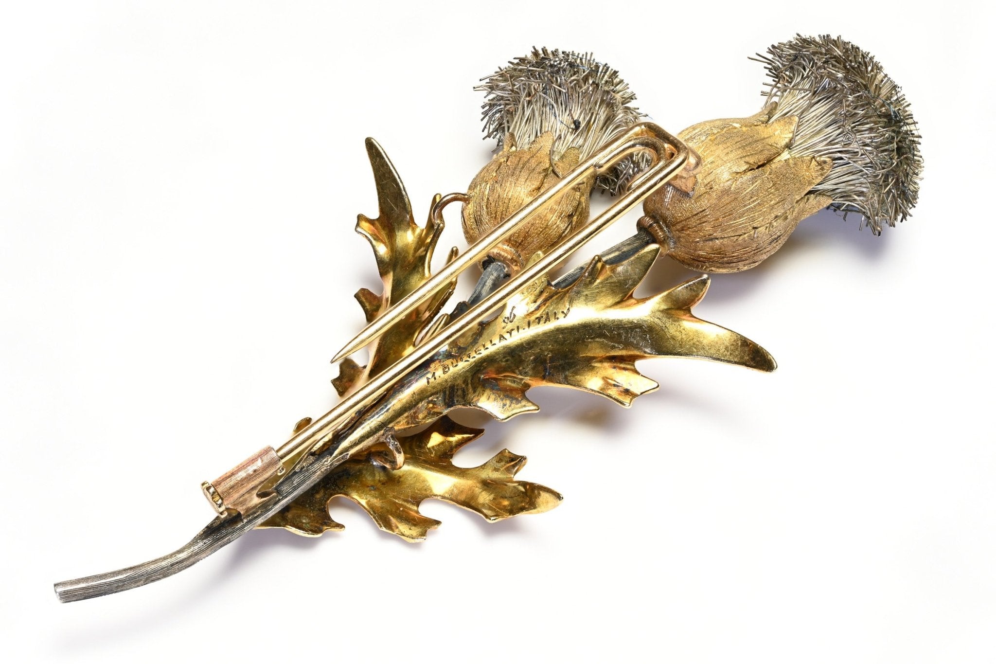 Buccellati Gold Silver Thistle Flower Brooch Pin