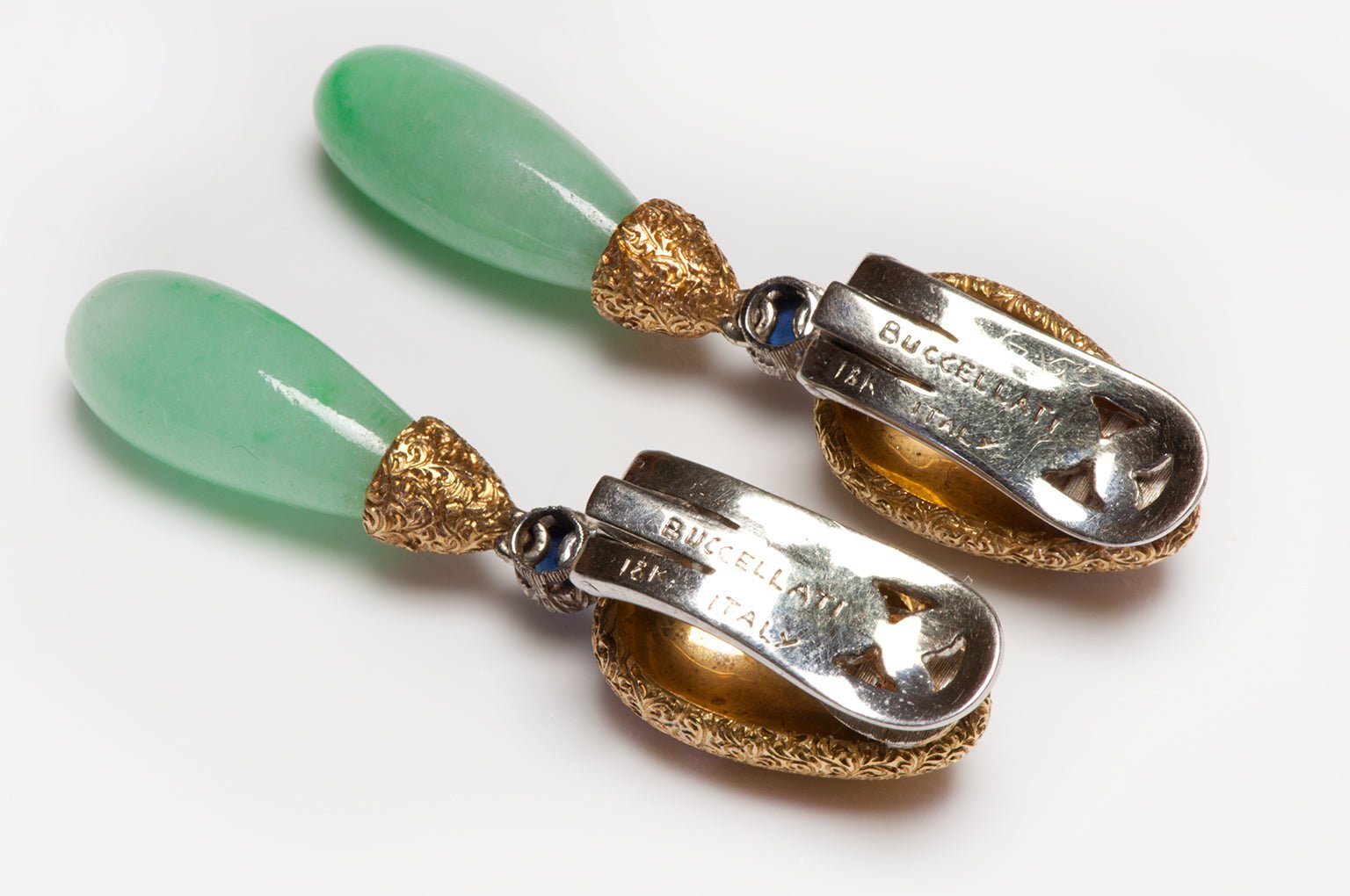 Buccellati Jade Sapphire Gold Drop Earrings