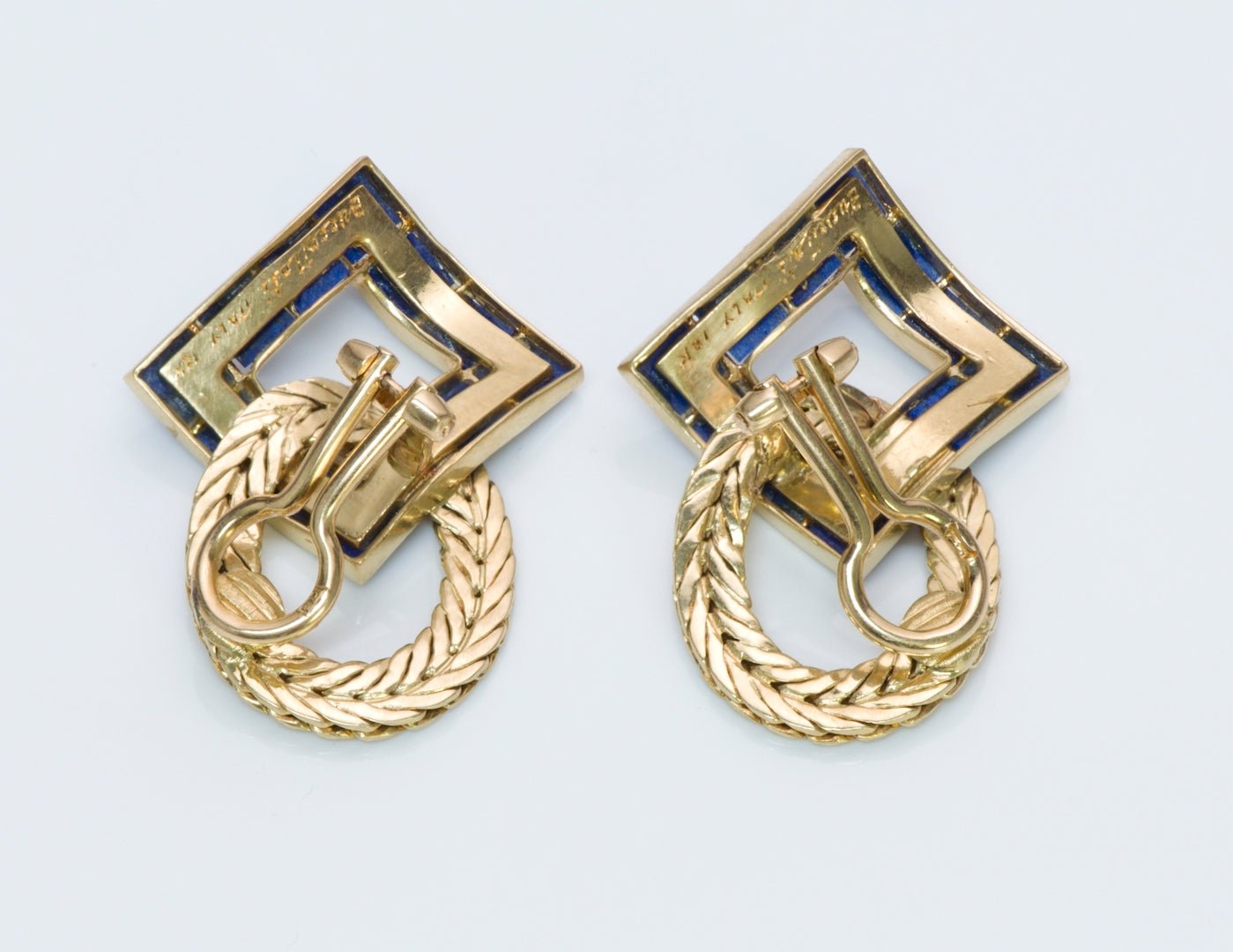 Buccellati Lapis & Gold Earrings - DSF Antique Jewelry