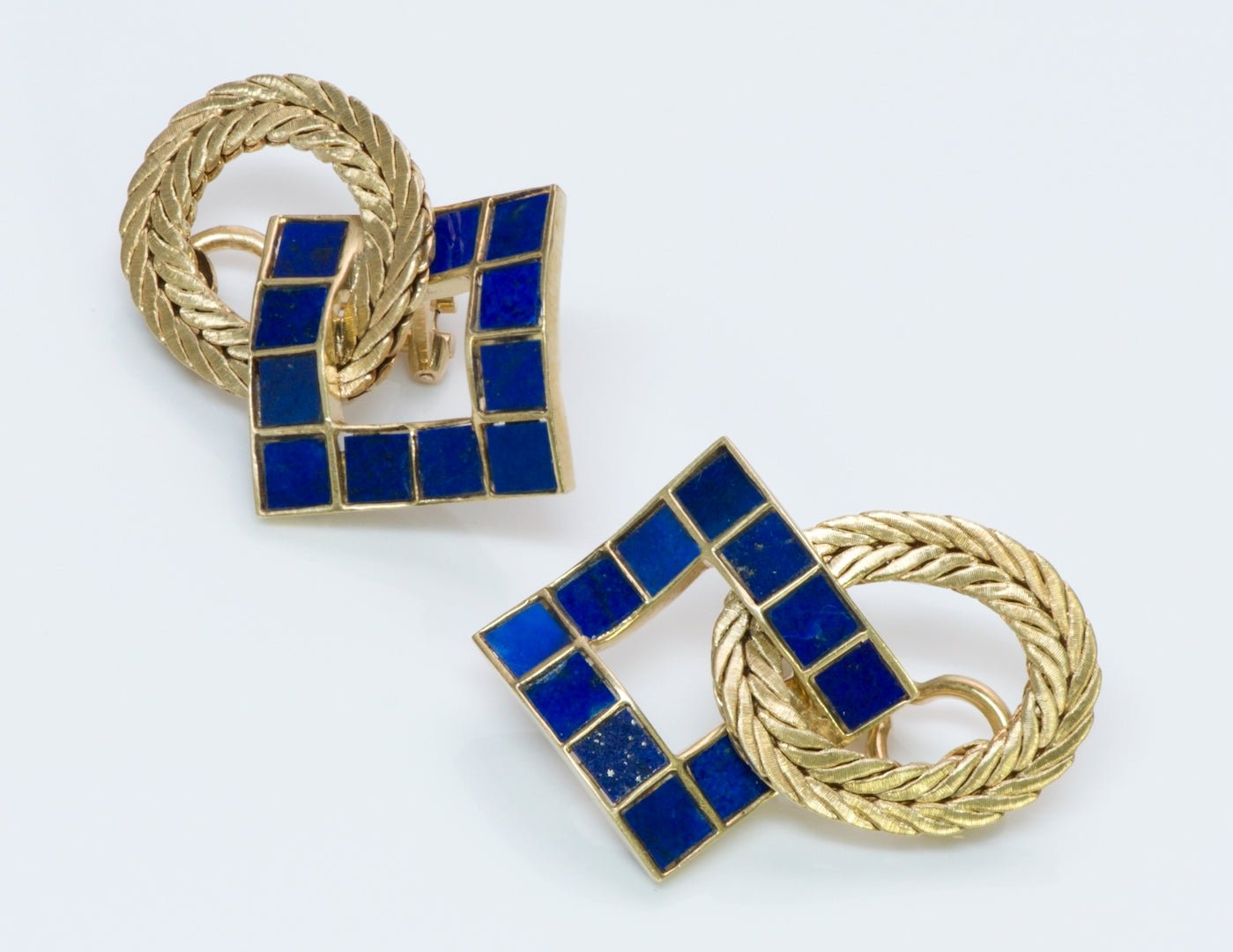 Buccellati Lapis & Gold Earrings - DSF Antique Jewelry