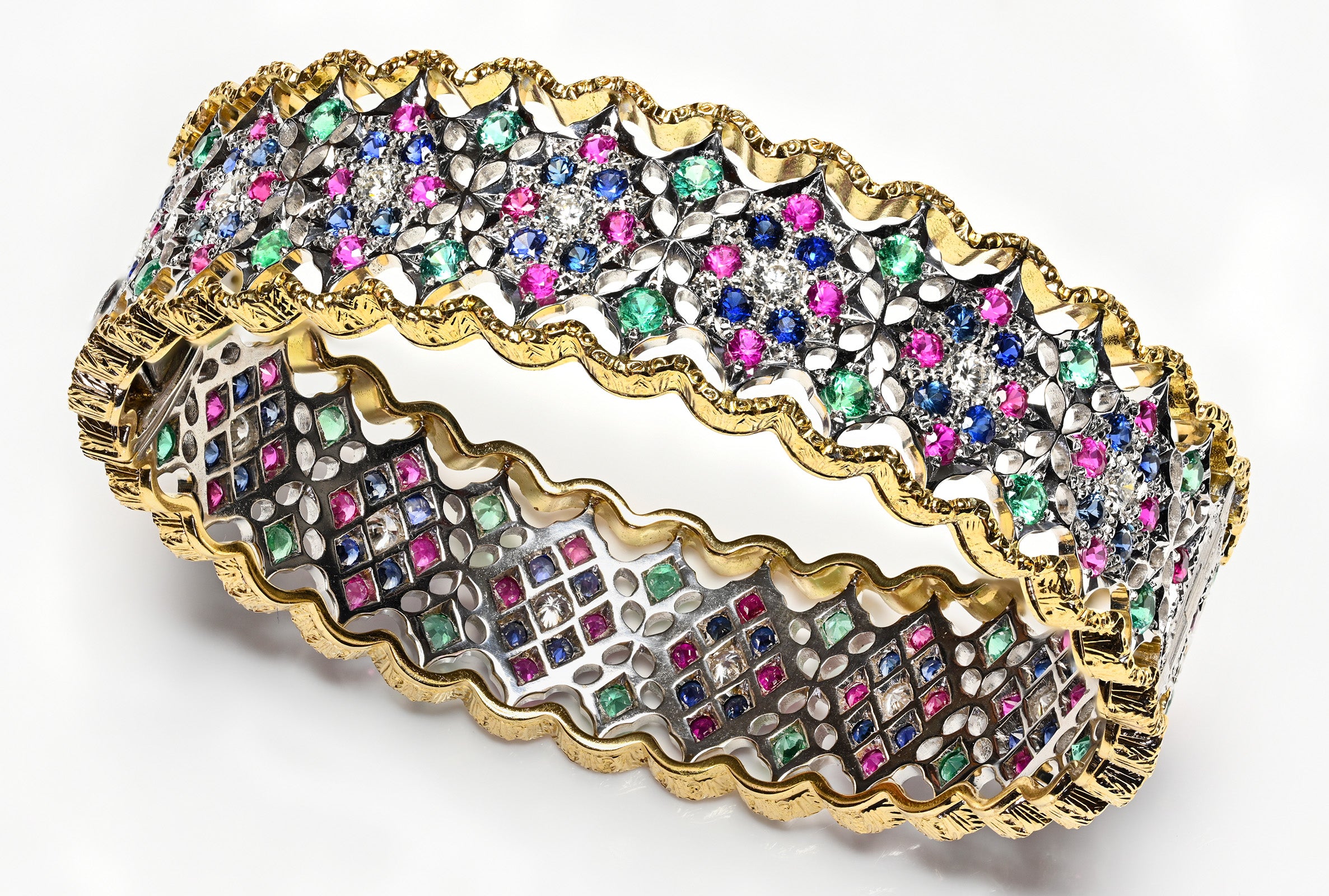 Buccellati Diamond Ruby Sapphire Emerald Gold Bracelet