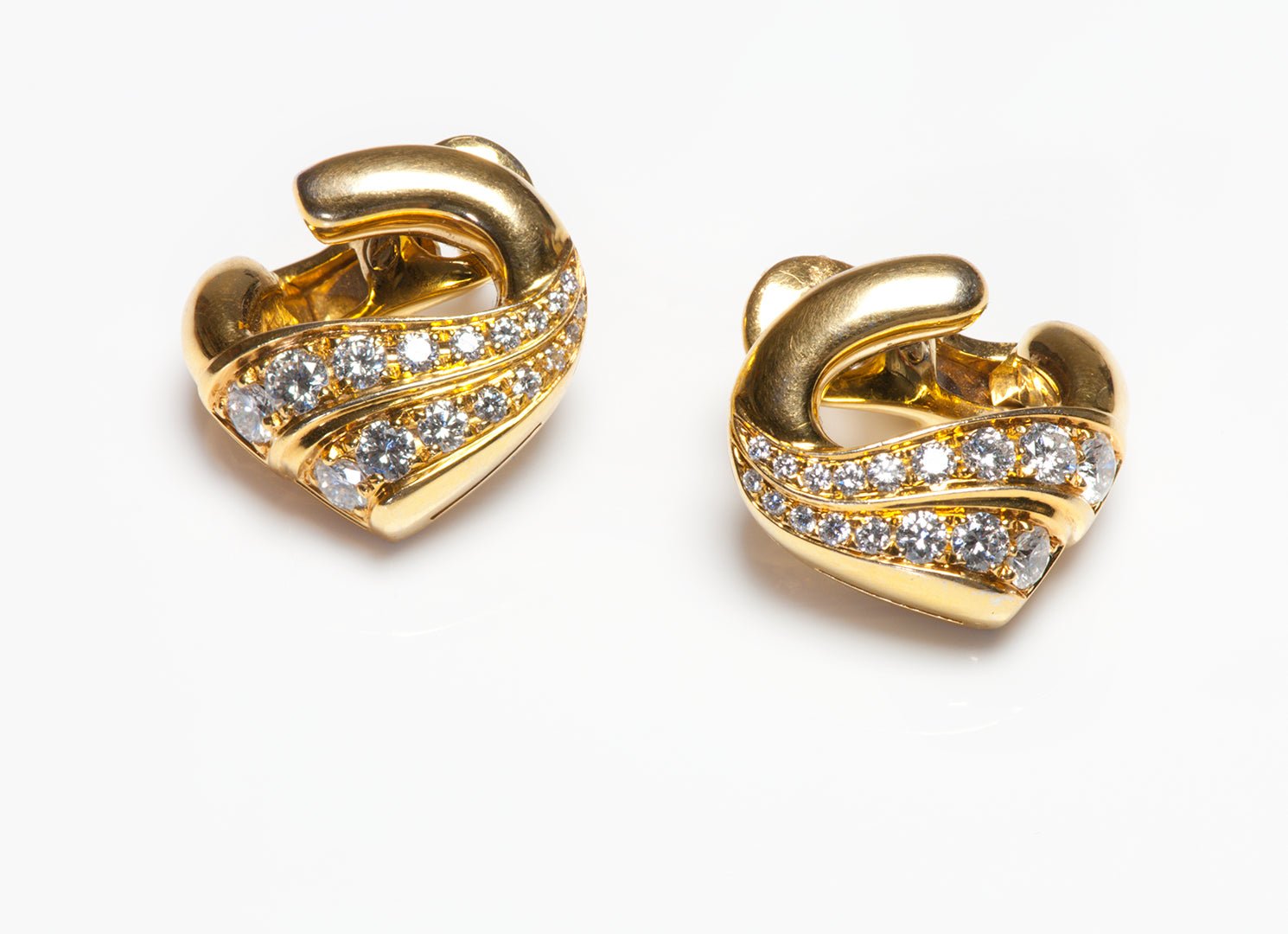 Bulgari 18K Gold Diamond Heart Earrings