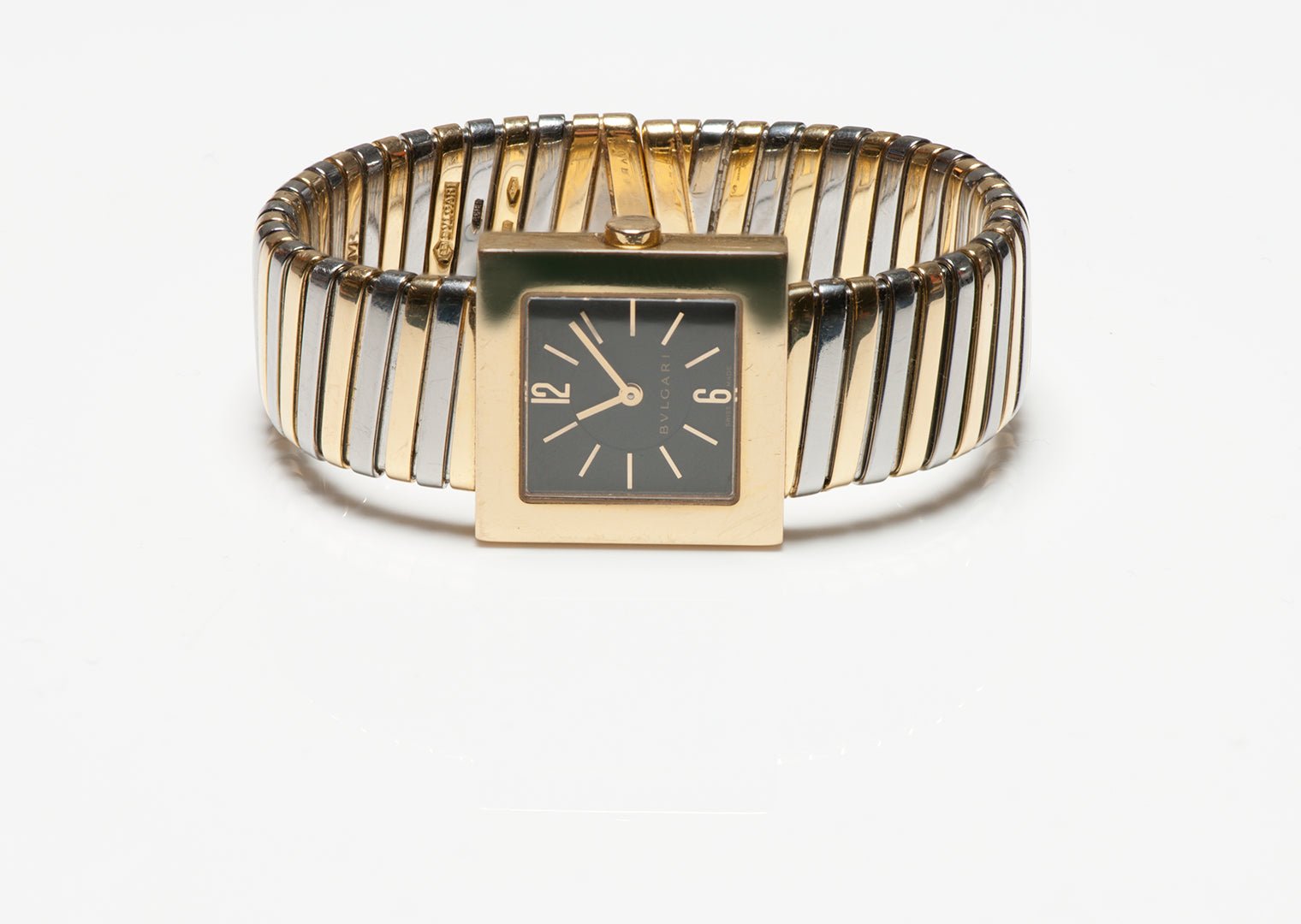 Bulgari 18K Gold & Steel Tubogas Quadrato Watch - DSF Antique Jewelry