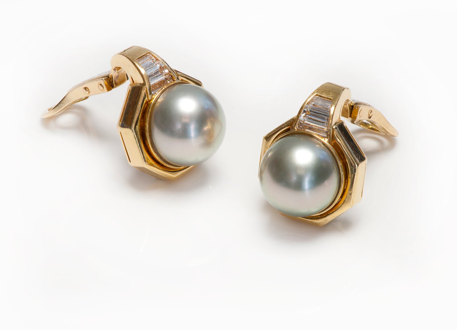 Bulgari Bvlgari 18K Gold Pearl Diamond Earrings