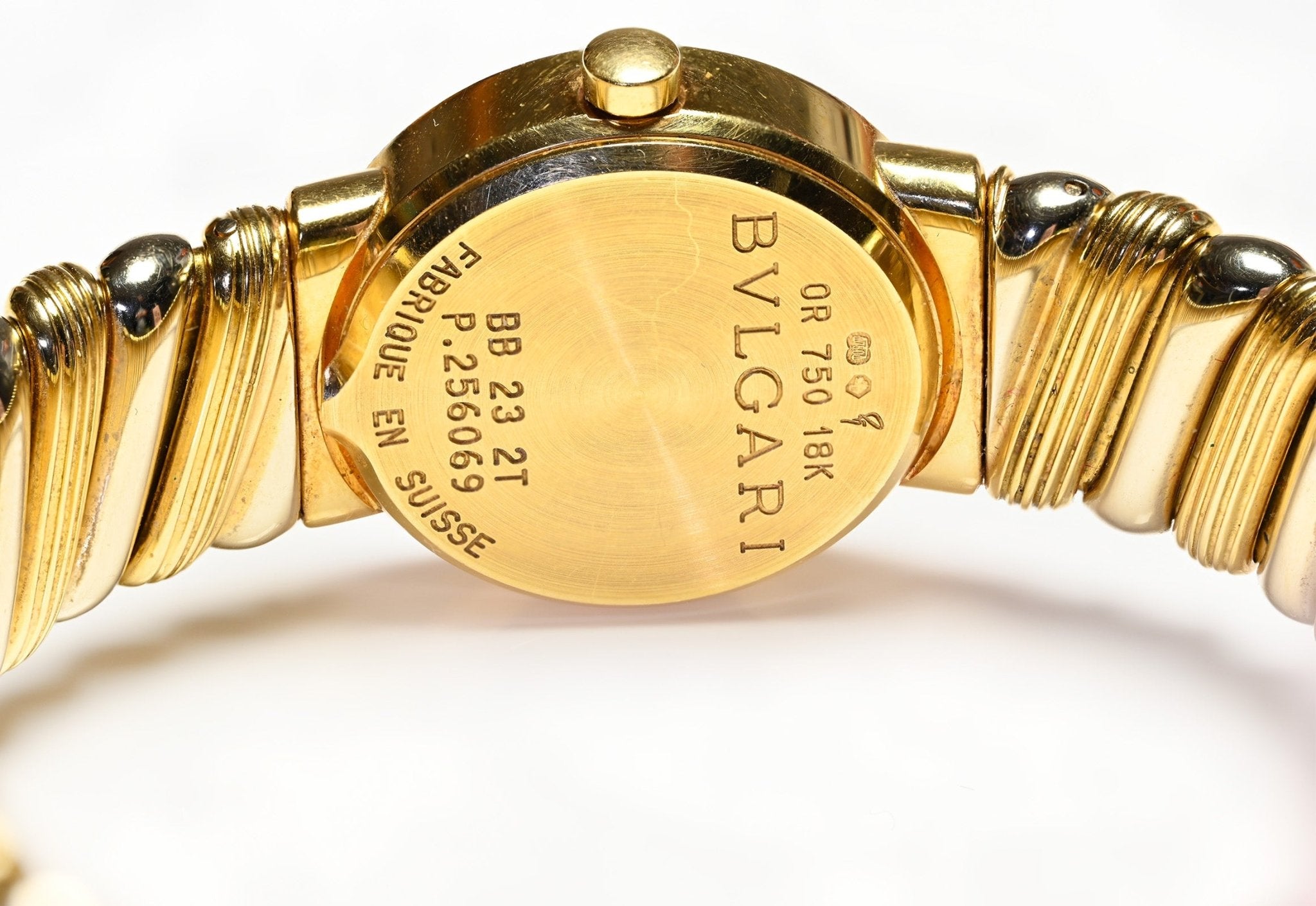 Bulgari Bvlgari 18K Gold Tubogas Bangle Bracelet Watch BB 23 2T
