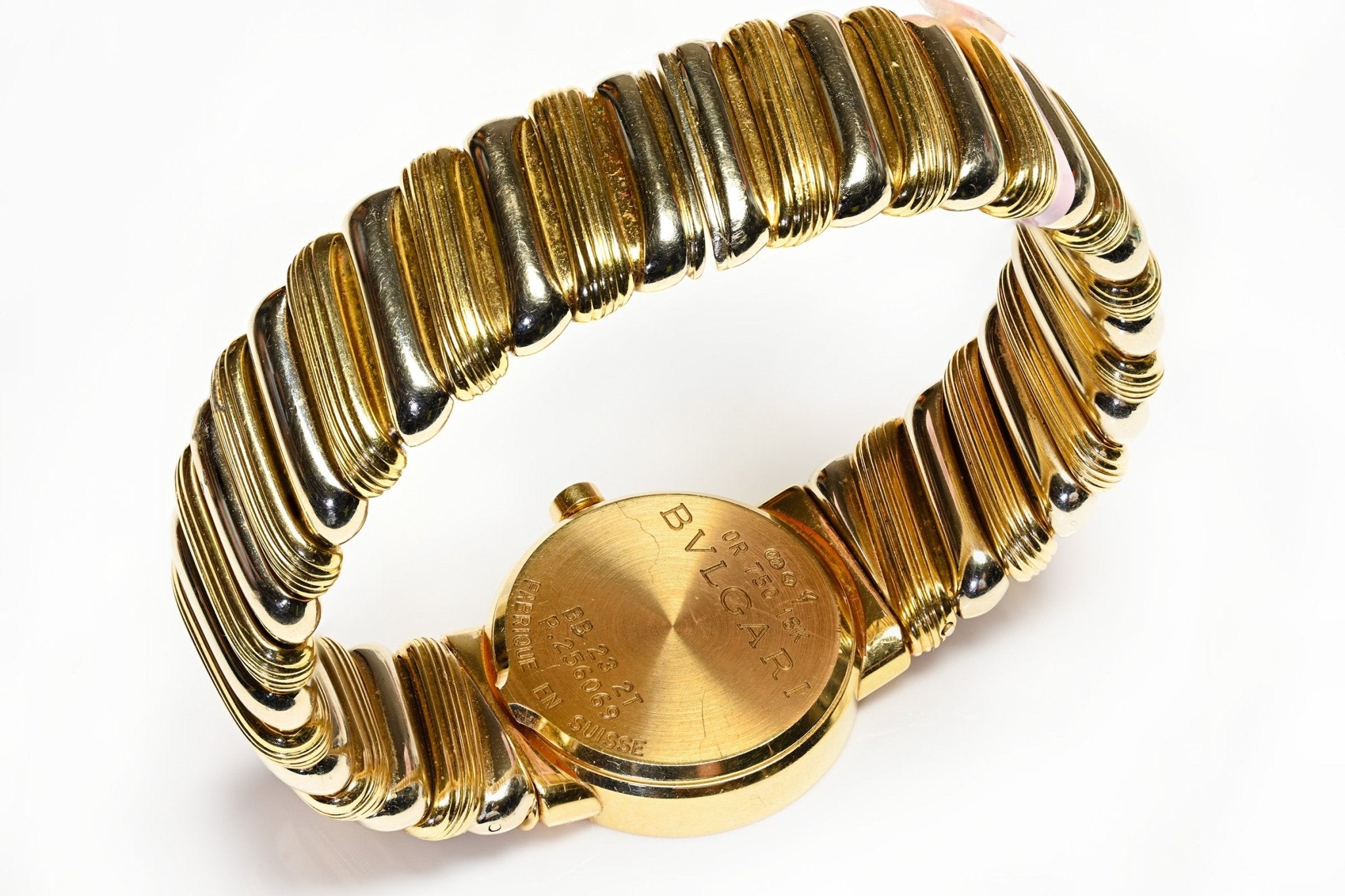 Bulgari Bvlgari 18K Gold Tubogas Bangle Bracelet Watch BB 23 2T