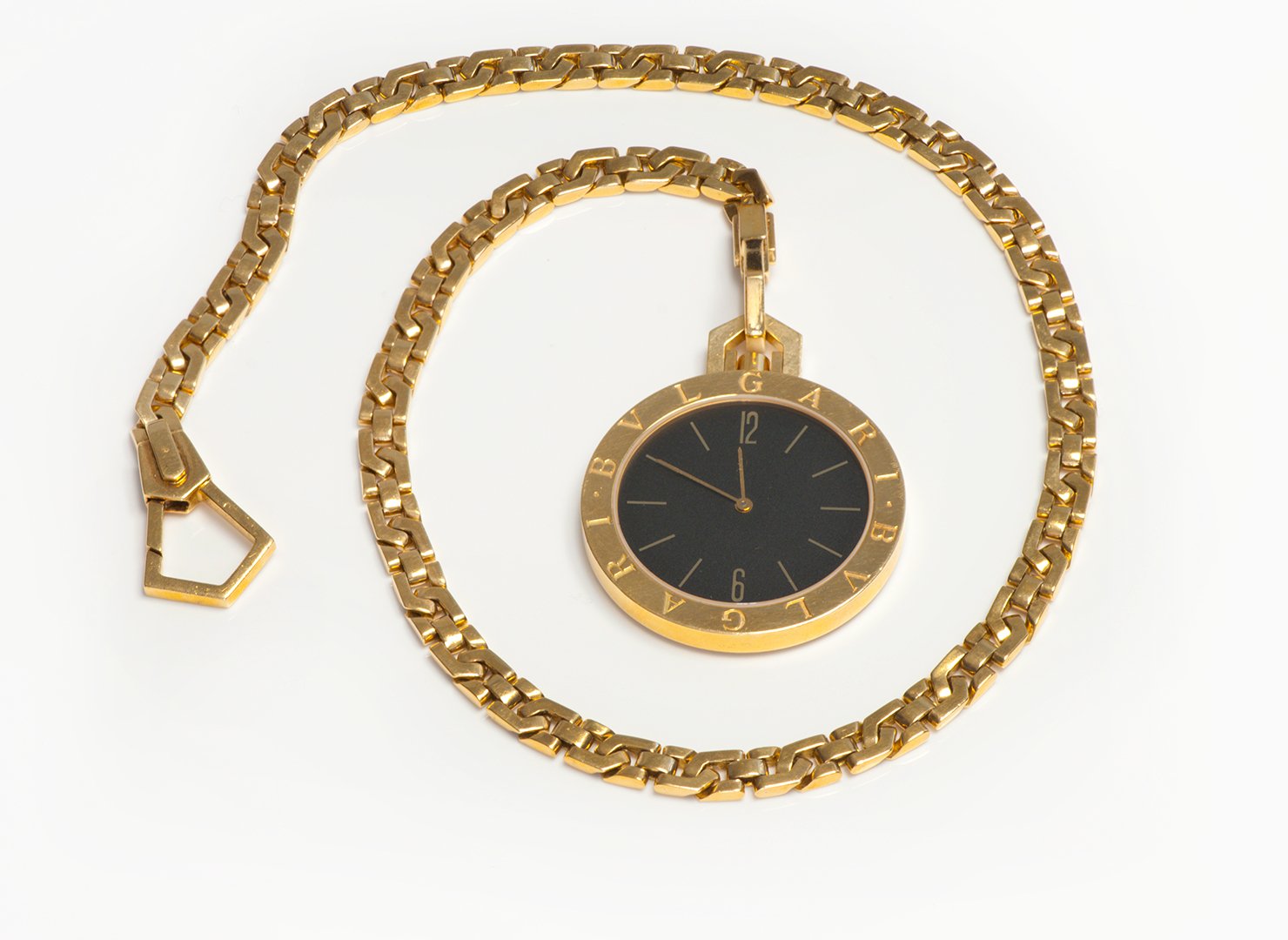 Bulgari Bvlgari Gold Pocket Watch and Chain - DSF Antique Jewelry