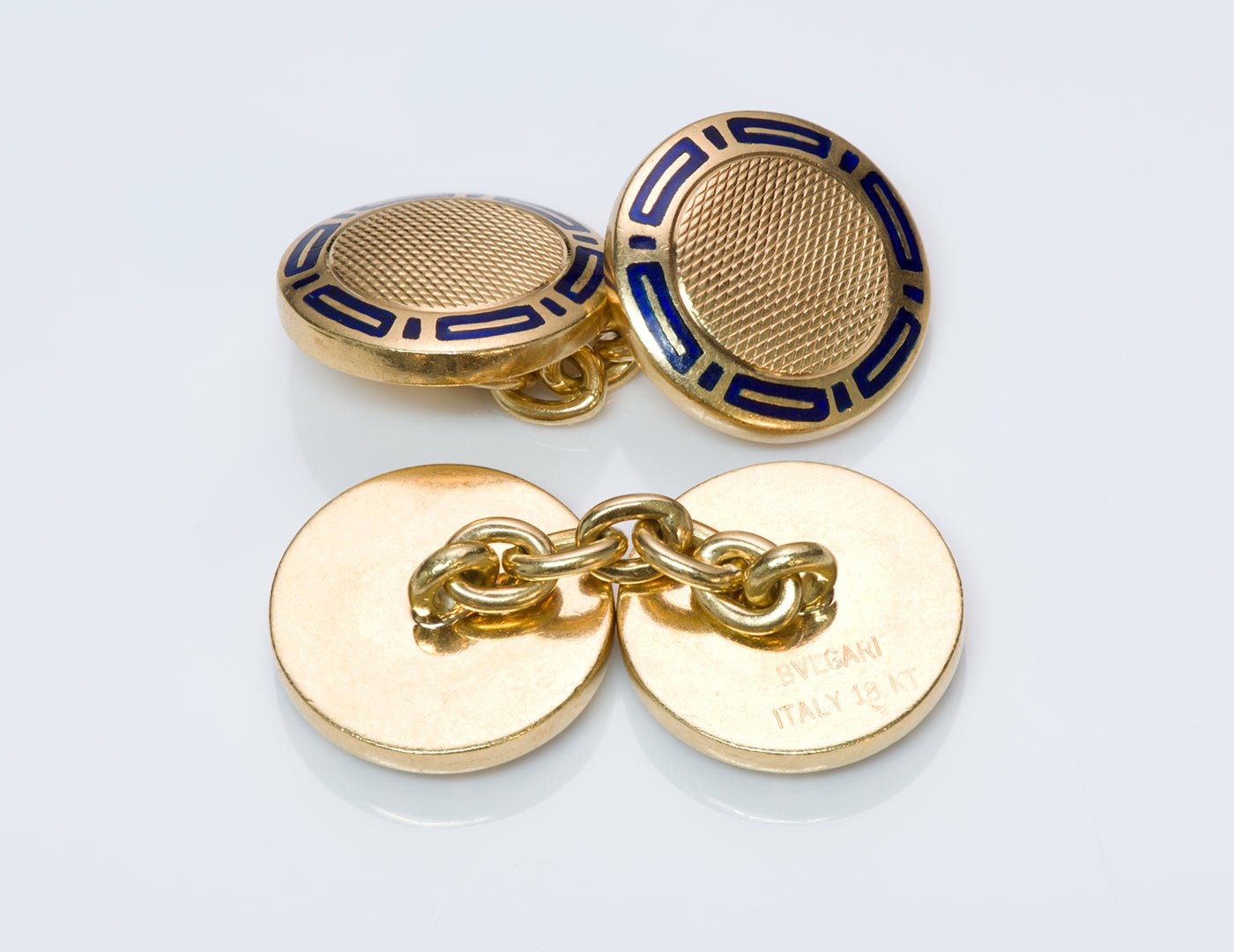 Bulgari Enamel Gold Cufflinks - DSF Antique Jewelry