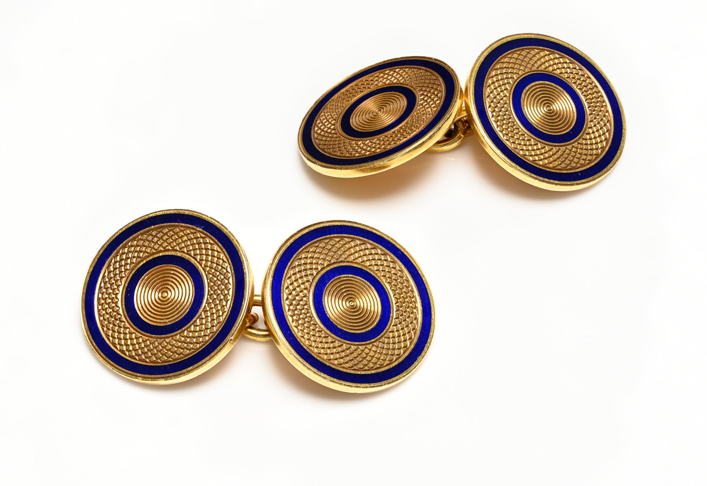 Bulgari Bvlgari 18K Gold Blue Enamel Cufflinks