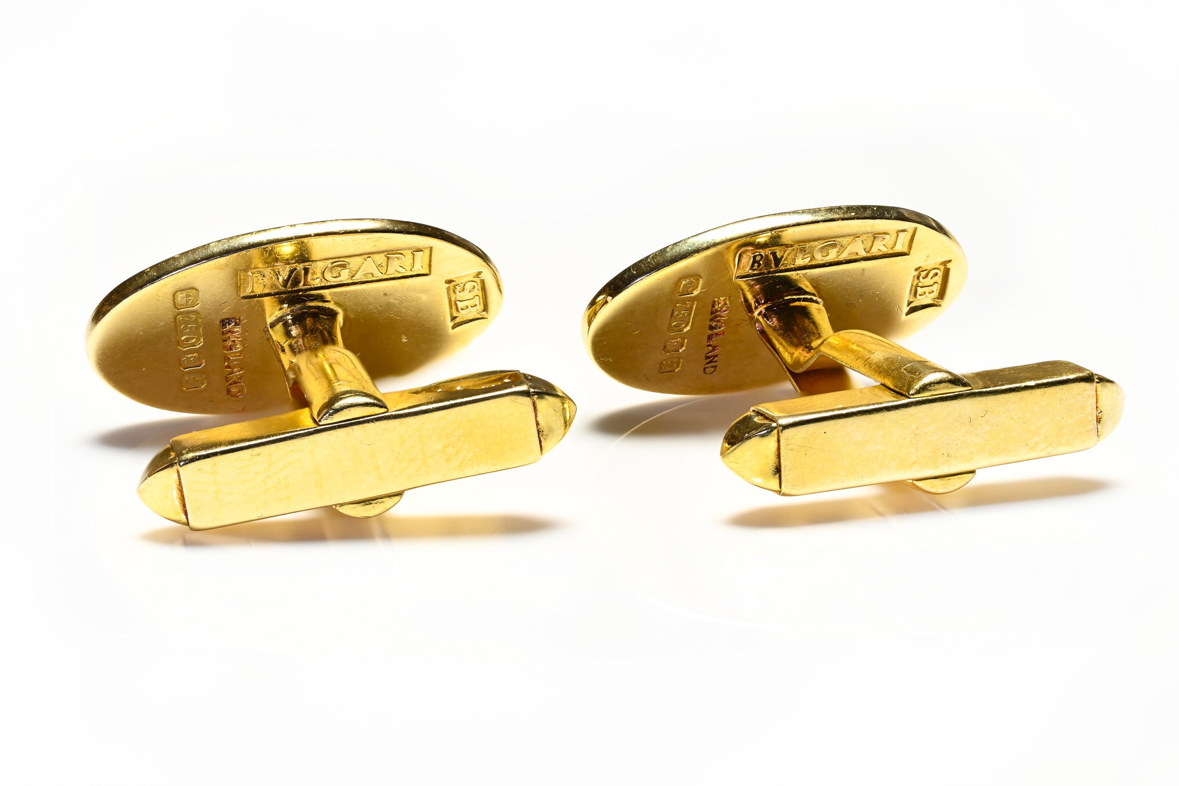 Bulgari Bvlgari 18K Gold Oval Cufflinks 