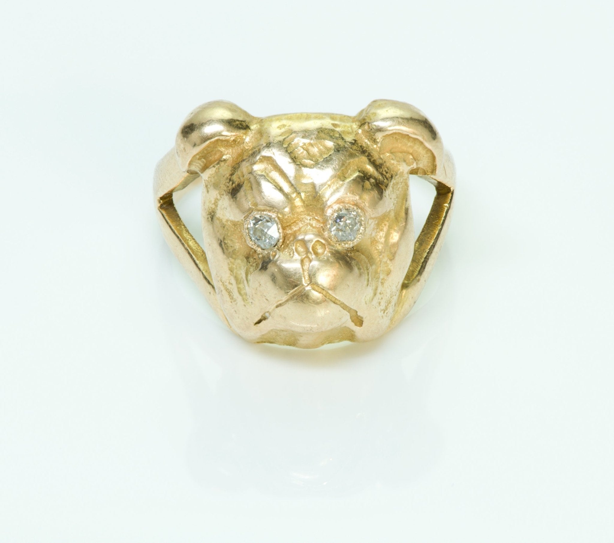 Bulldog Diamond Gold Vintage Ring - DSF Antique Jewelry
