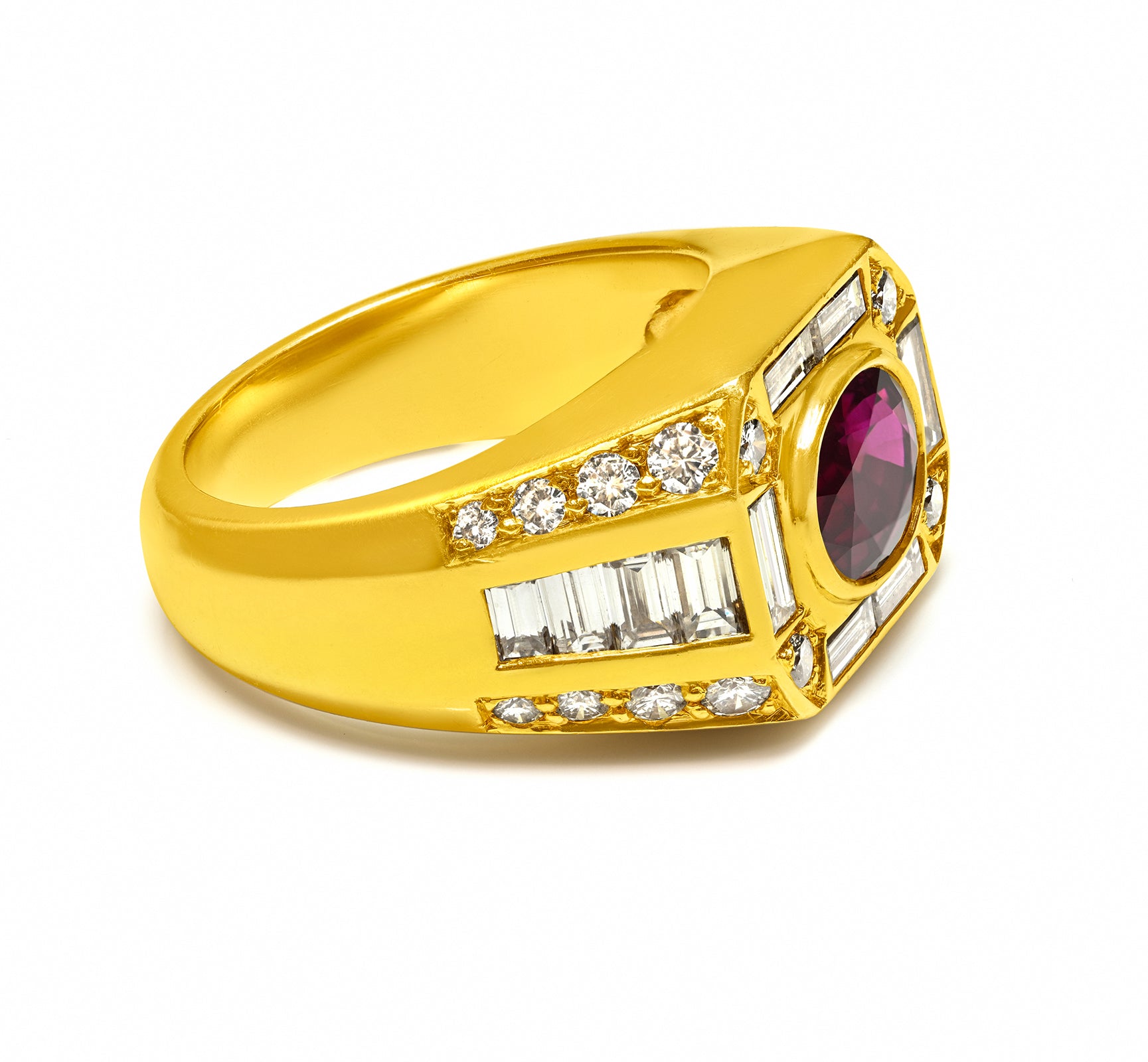 Burma Ruby Diamond Men Ring 18K Gold 