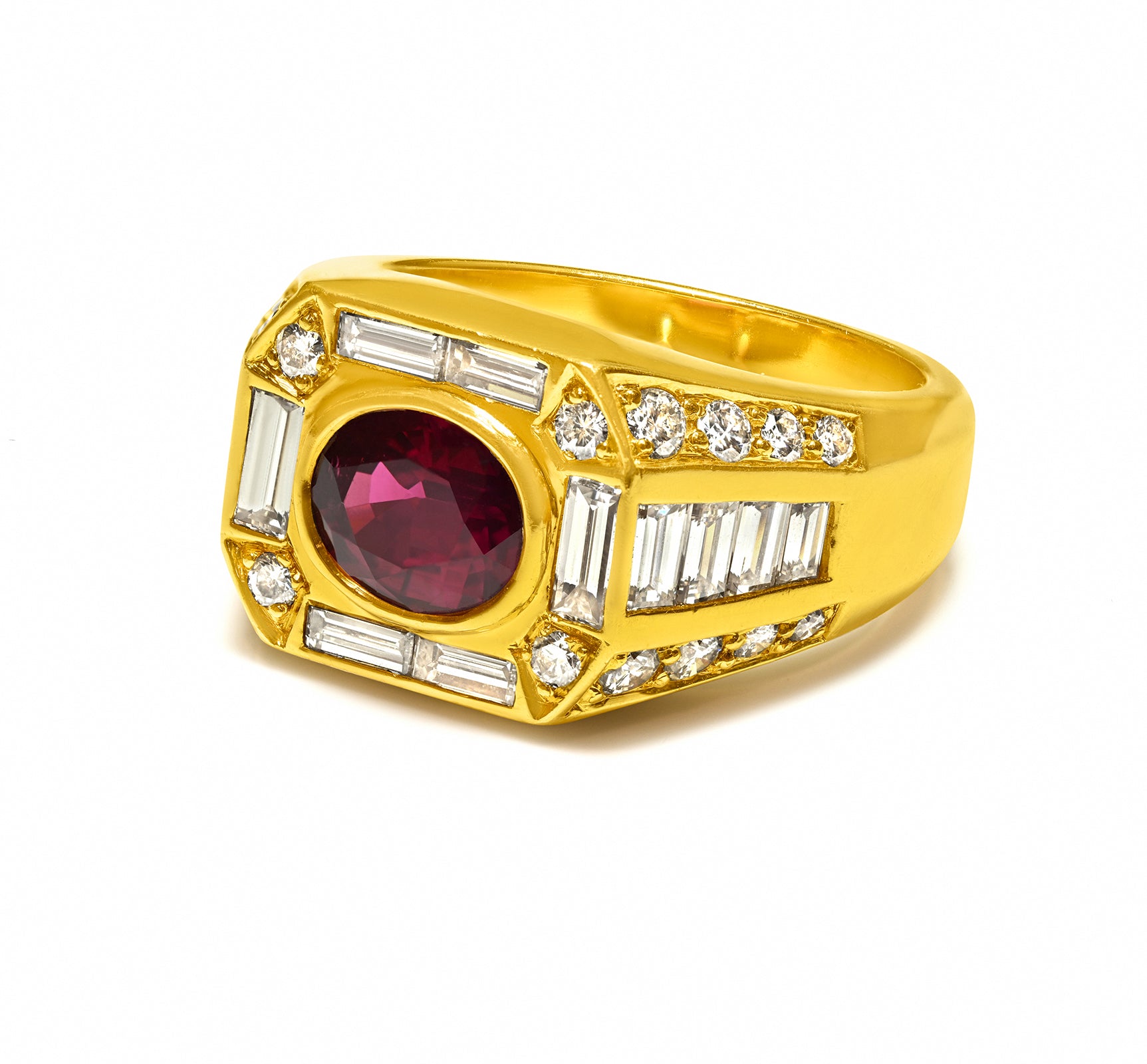 Burma Ruby Diamond Ring 18K Gold