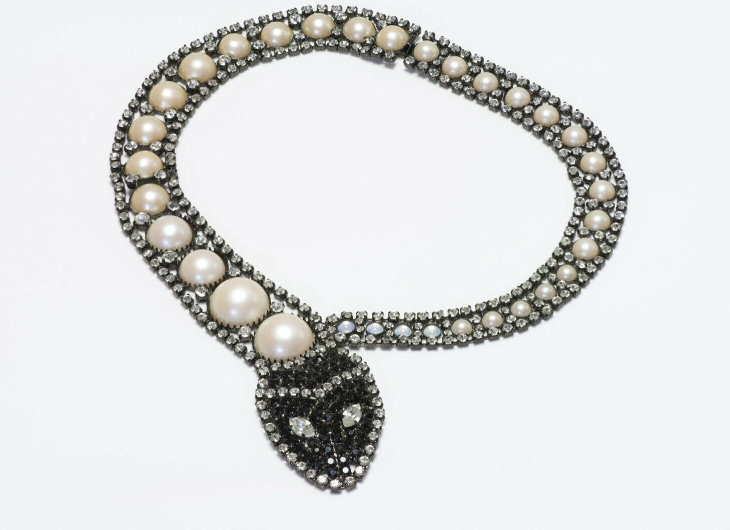 Butler & Wilson Crystal Pearl Snake Necklace