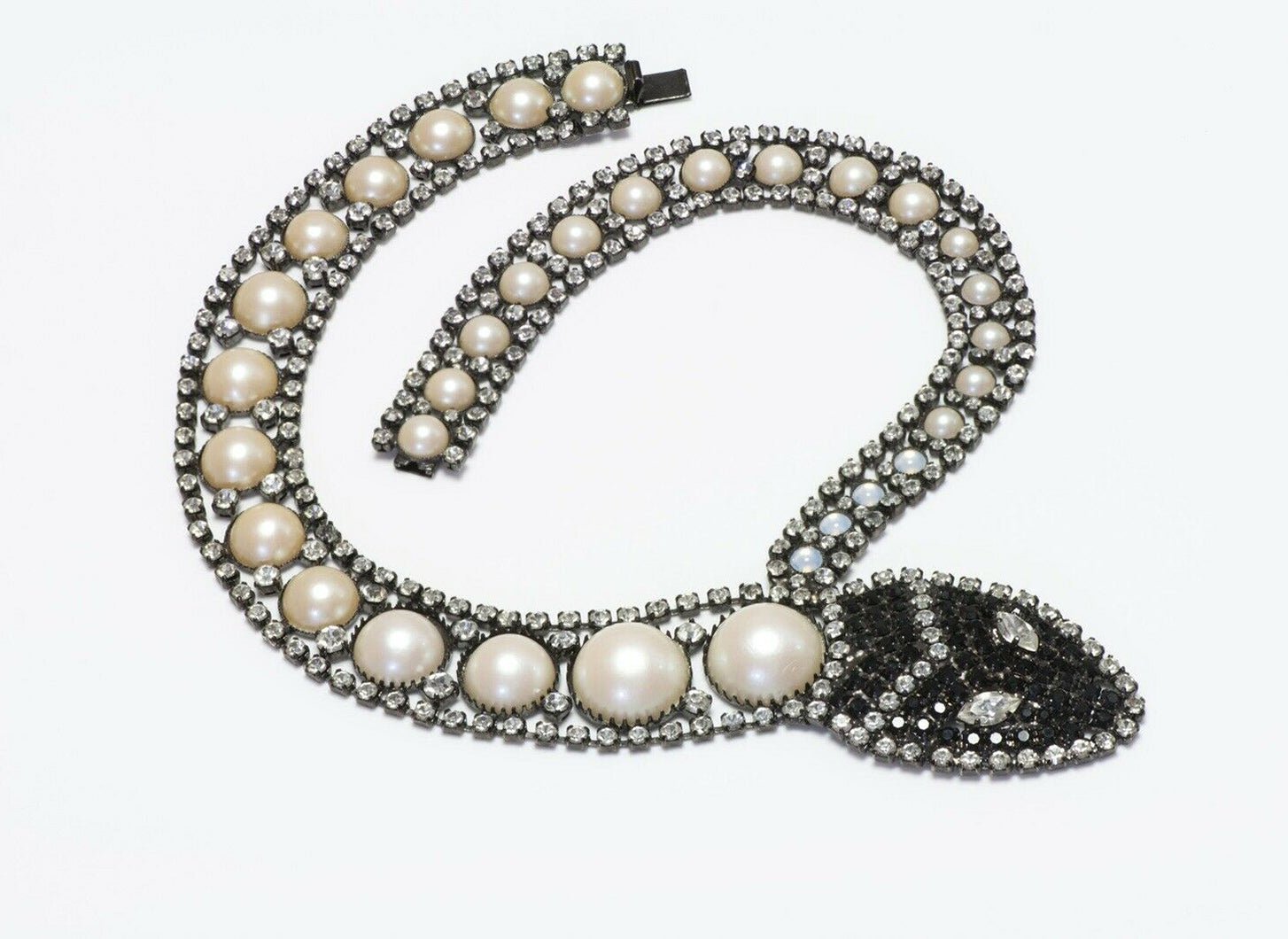 Butler & Wilson Crystal Pearl Snake Necklace