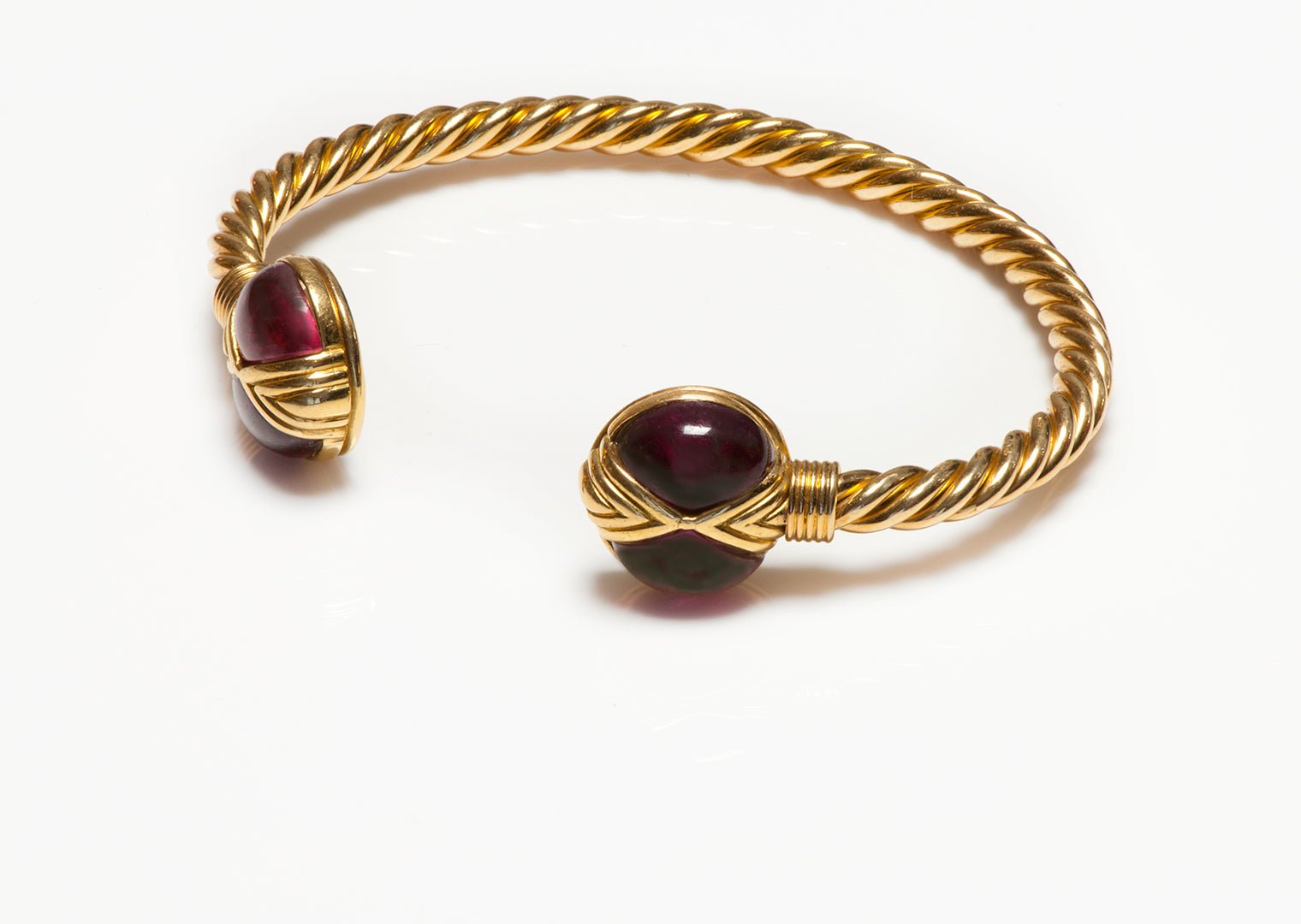 Bvlgari Bulgari 18K Gold Tourmaline Twisted Cuff Bracelet - DSF Antique Jewelry