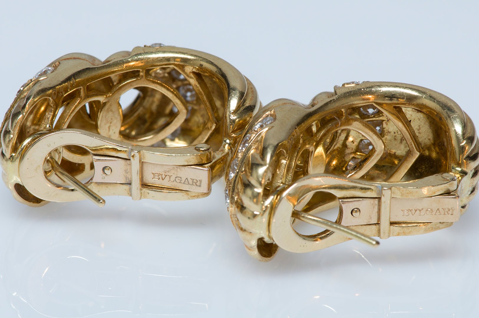 Bvlgari Bulgari 18K Yellow Gold & Diamond Earrings - DSF Antique Jewelry