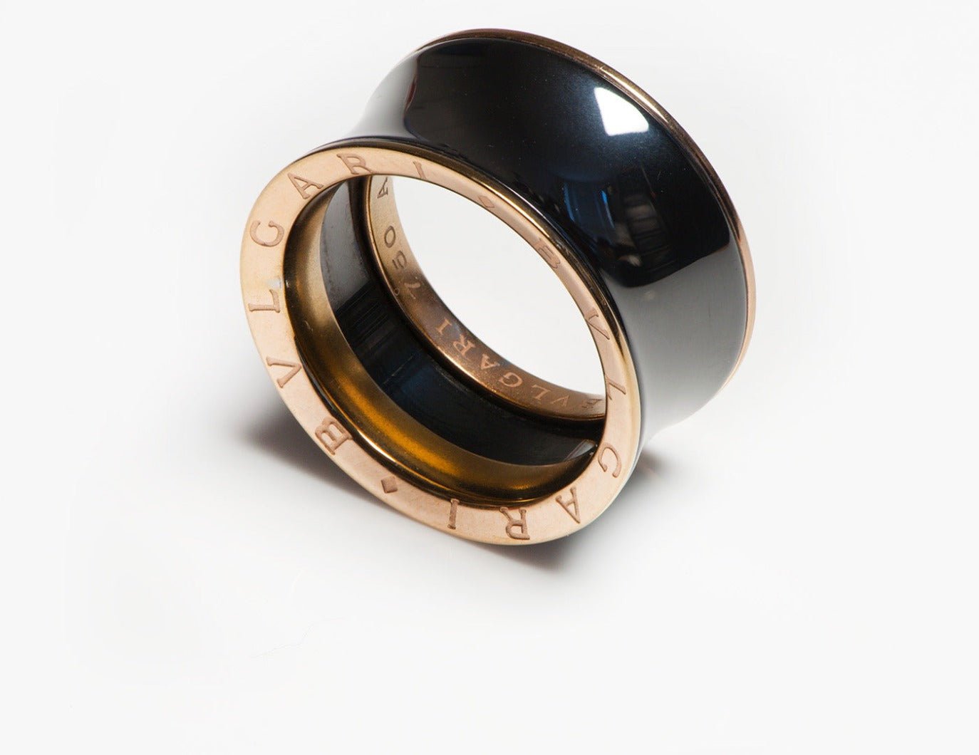 Bvlgari B.Zero1 18K Rose Gold Black Ceramic Women's Ring