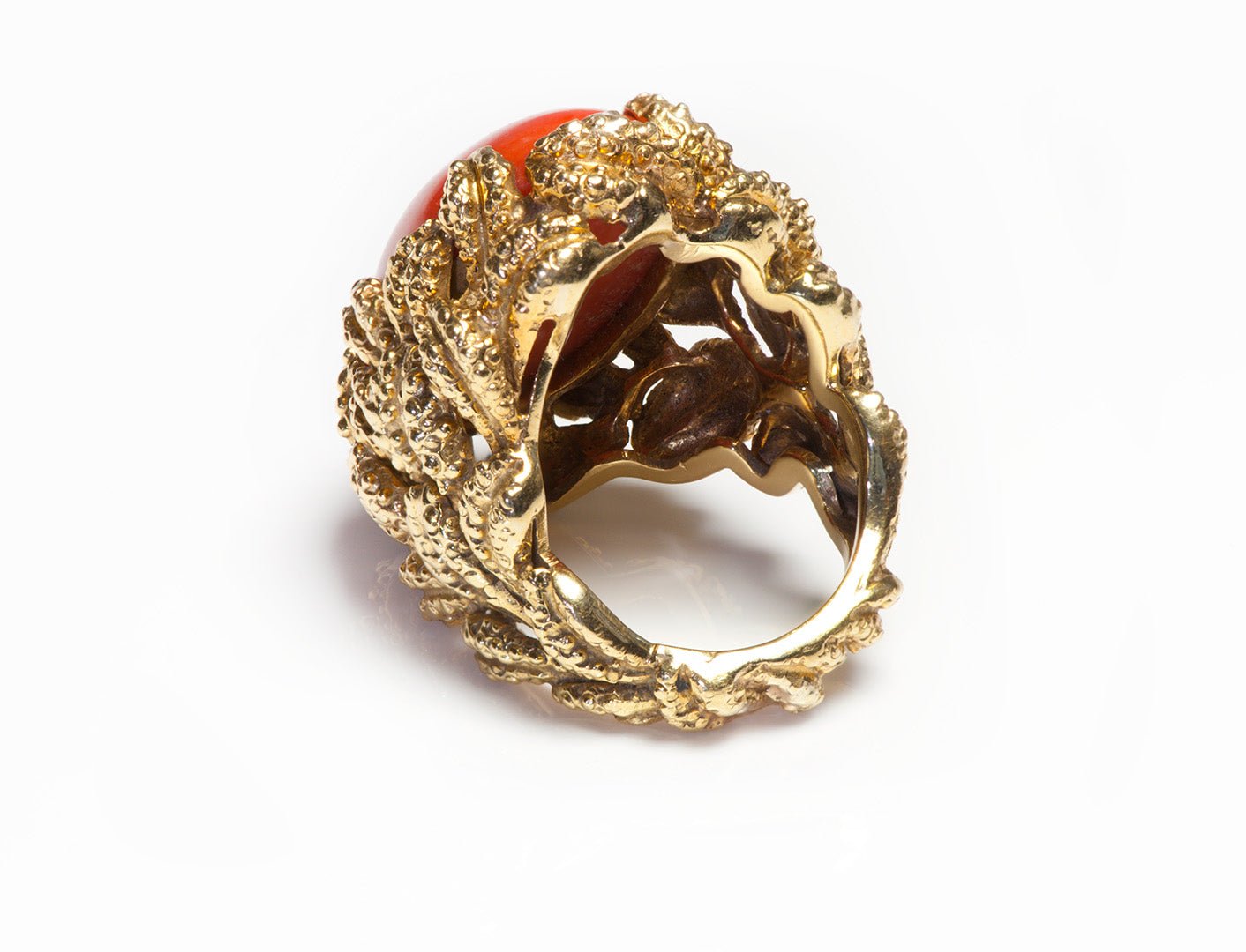 Cabochon Coral Gold Ring